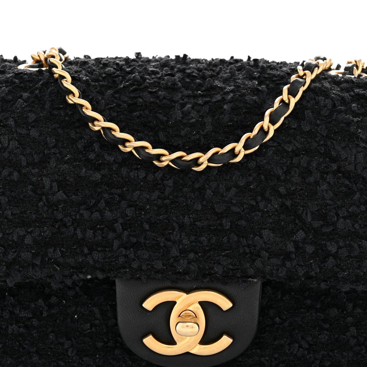 Tweed Quilted Mini Side Pearl Flap Bag Black - Image 20