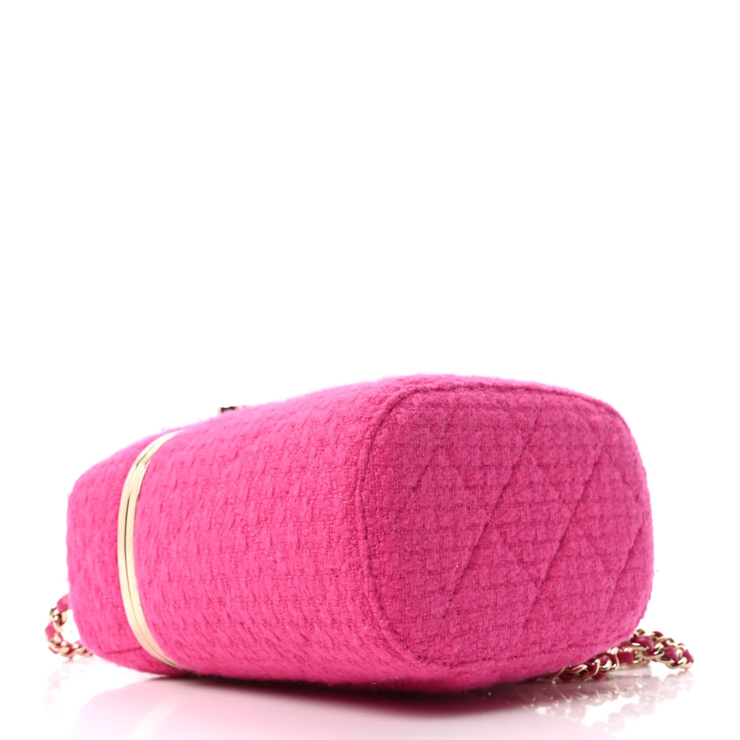 Tweed Quilted Small Vanity Case Fuchsia - Image 4