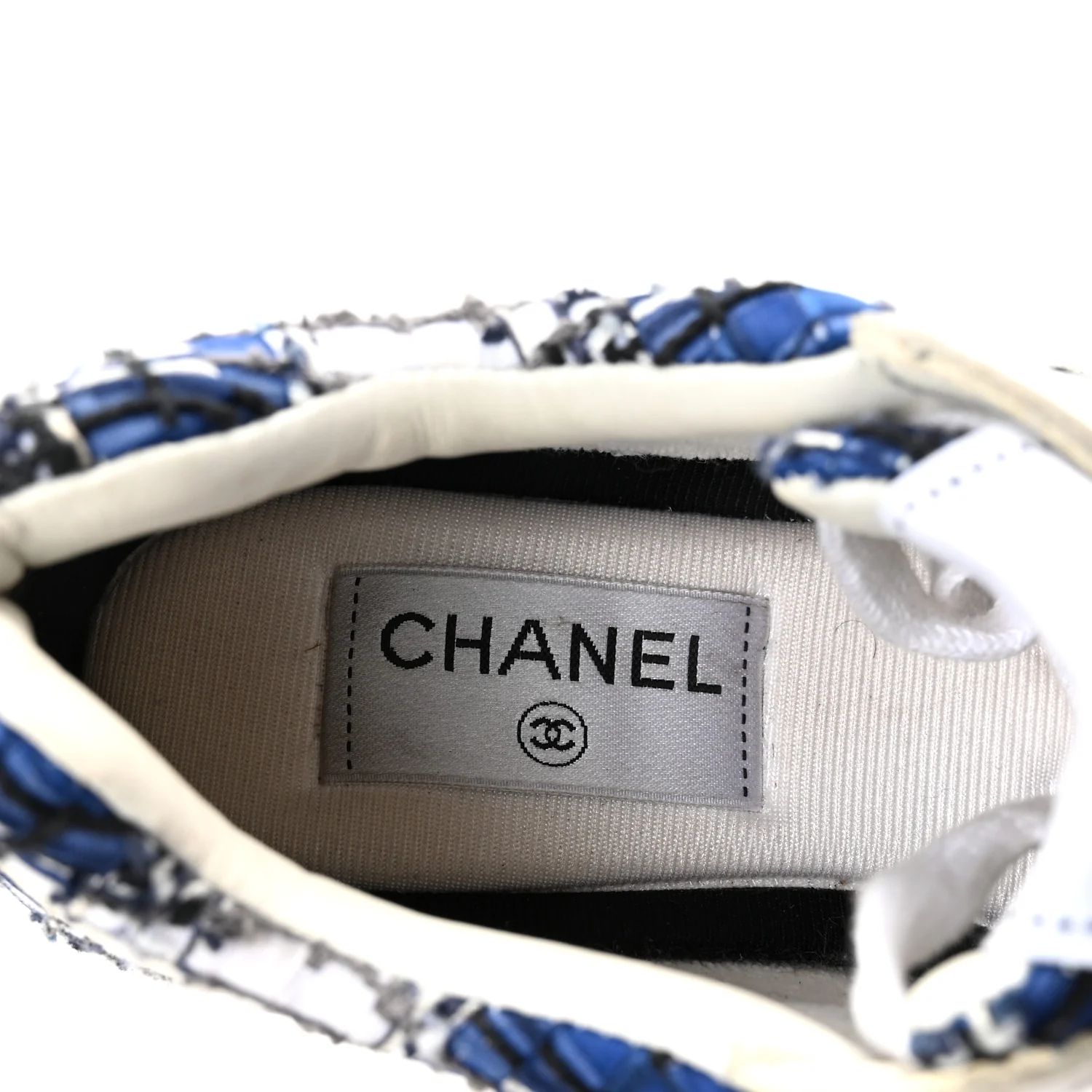 Tweed Suede Calfskin Womens CC Sneakers 36.5 Dark Blue Black Grey White - Image 8