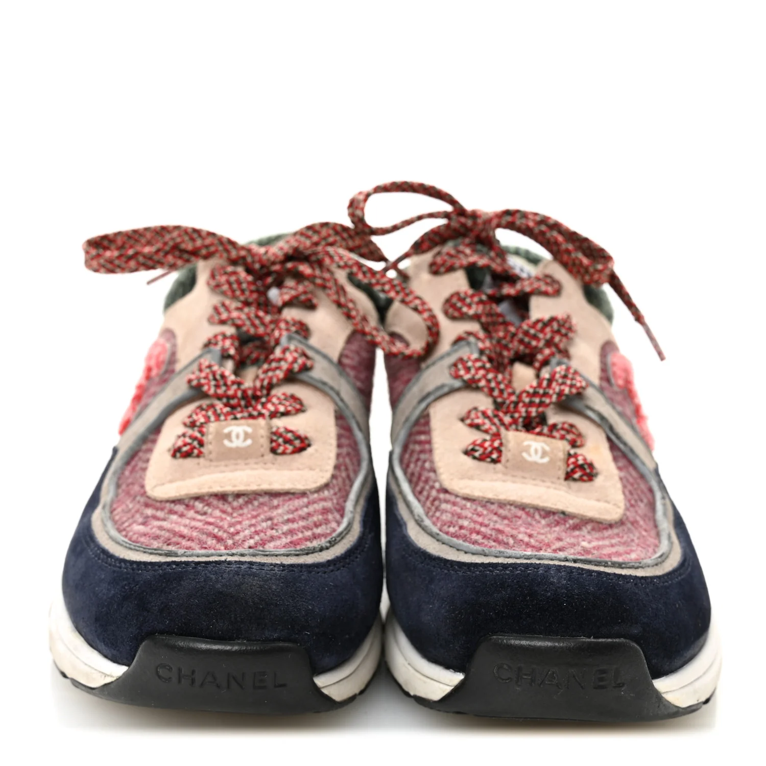 Tweed Suede CC Sneakers 38.5 Navy Red Multicolor - Image 3