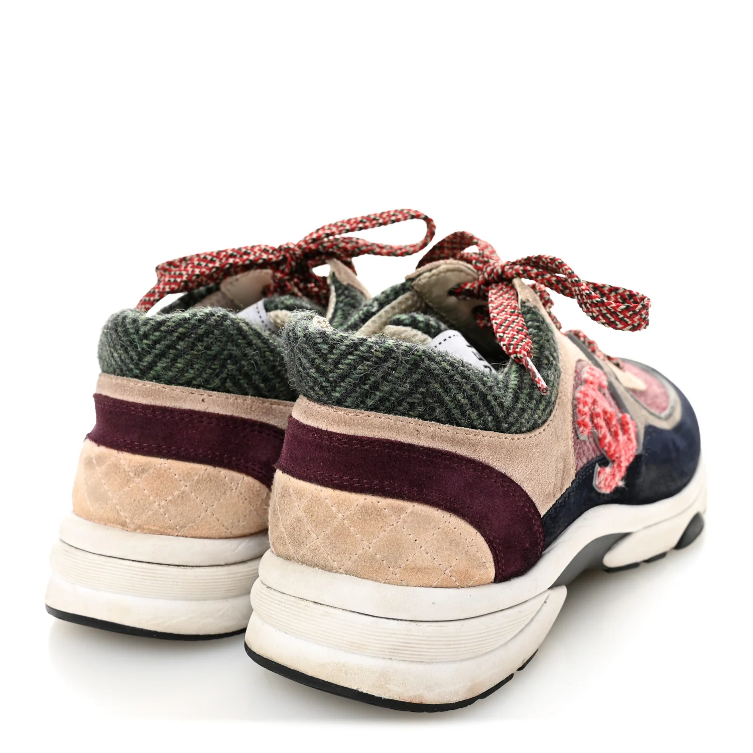 Tweed Suede CC Sneakers 38.5 Navy Red Multicolor - Image 5