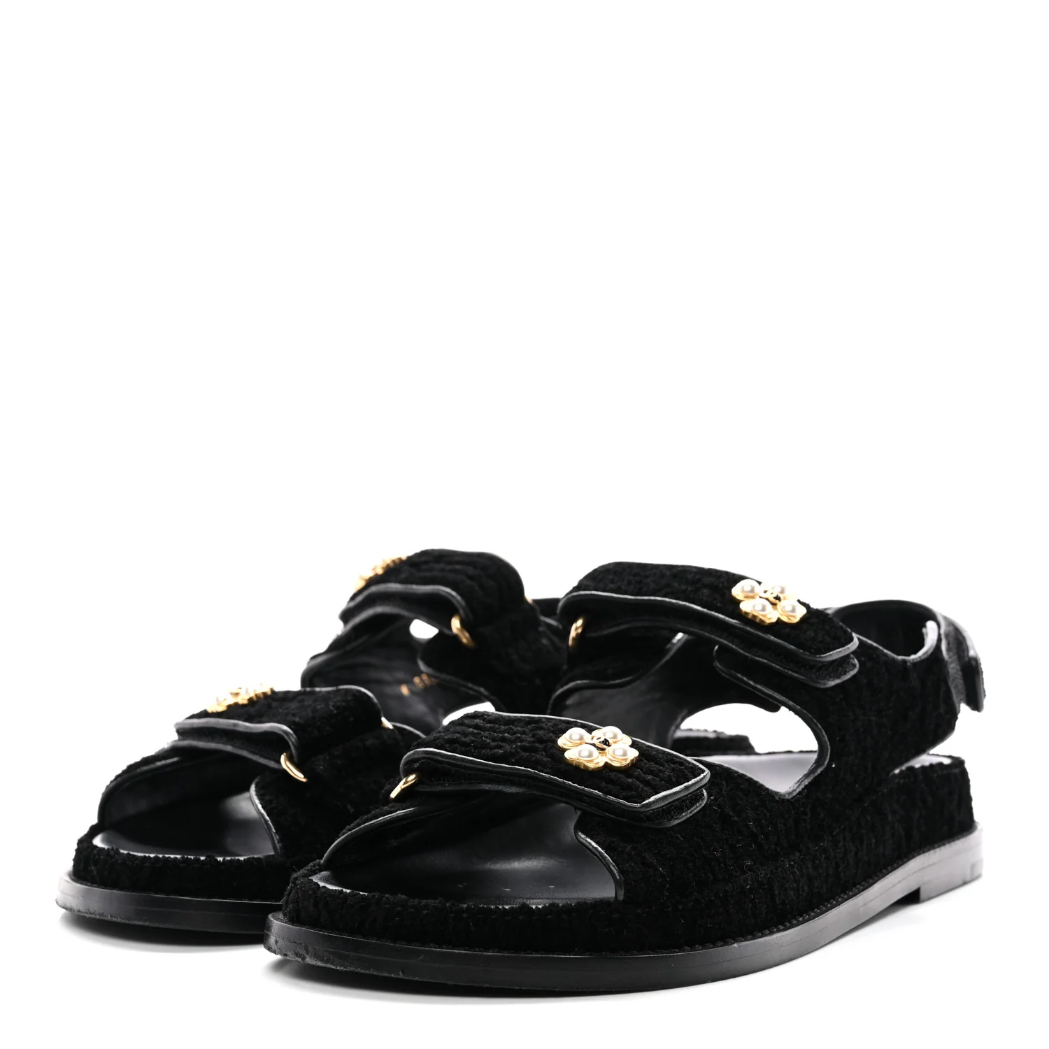 Tweed Velcro Dad Sandals 37 Black - Image 4