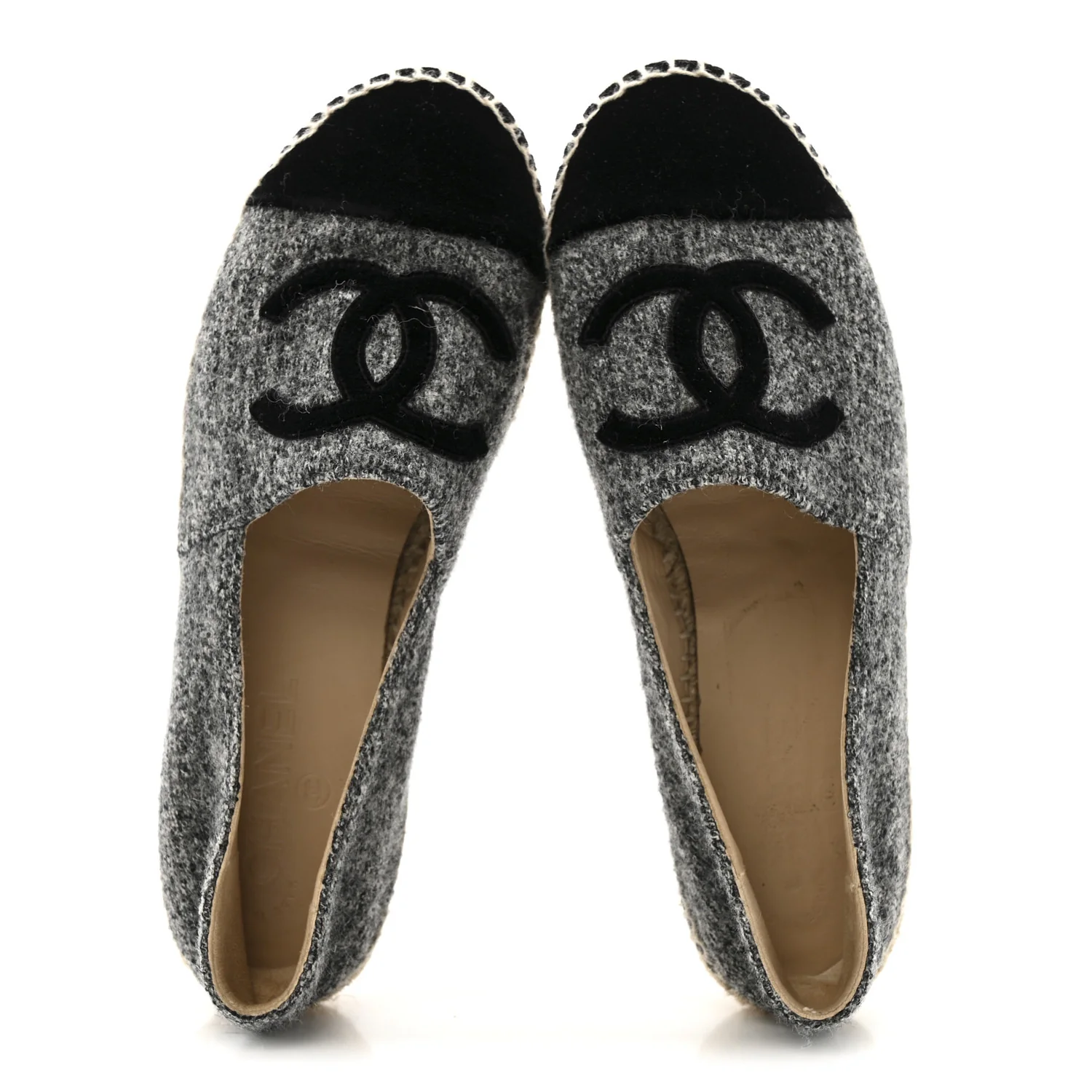 Tweed Velvet CC Espadrilles 38 Grey Black - Image 2