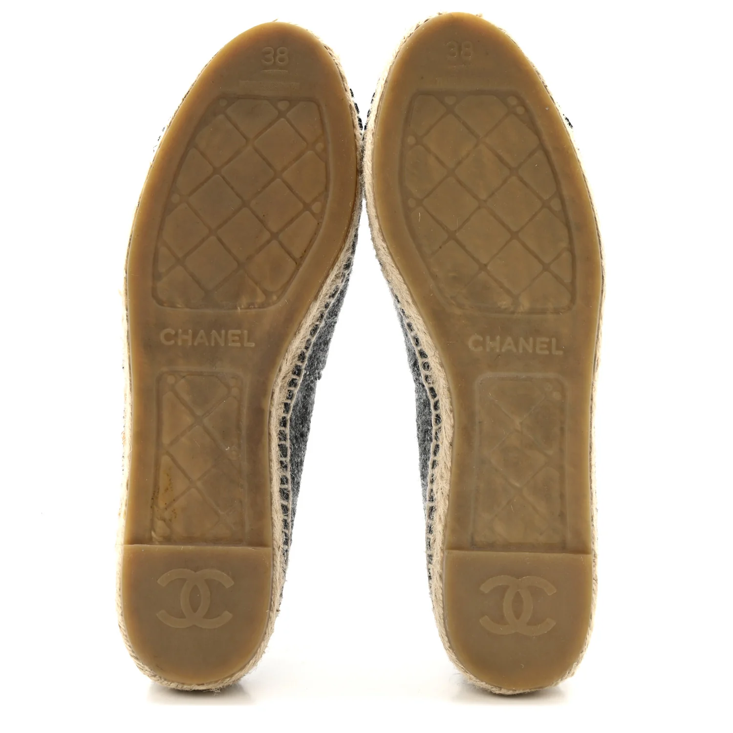 Tweed Velvet CC Espadrilles 38 Grey Black - Image 6