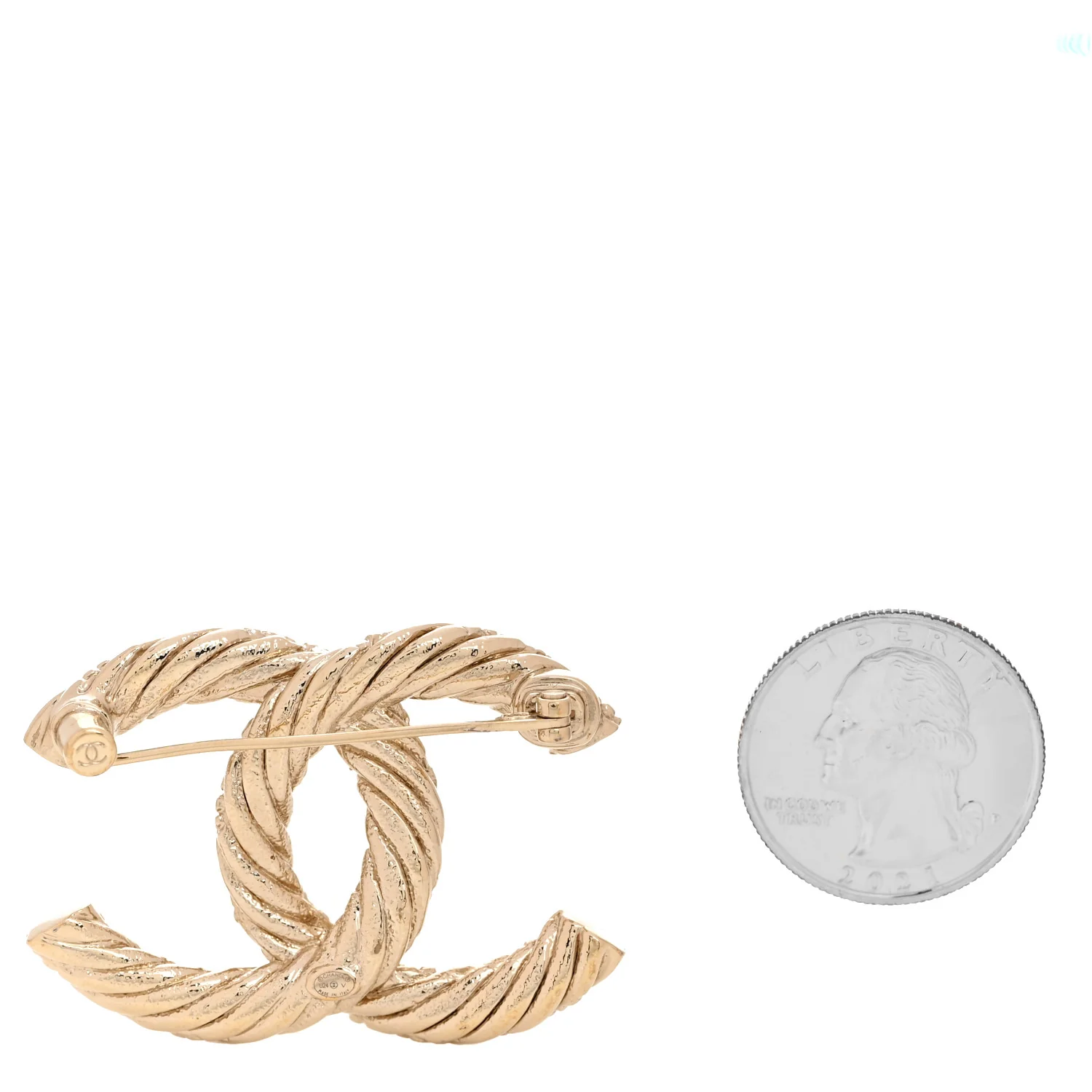 Twisted CC Brooch Light Gold - Image 2