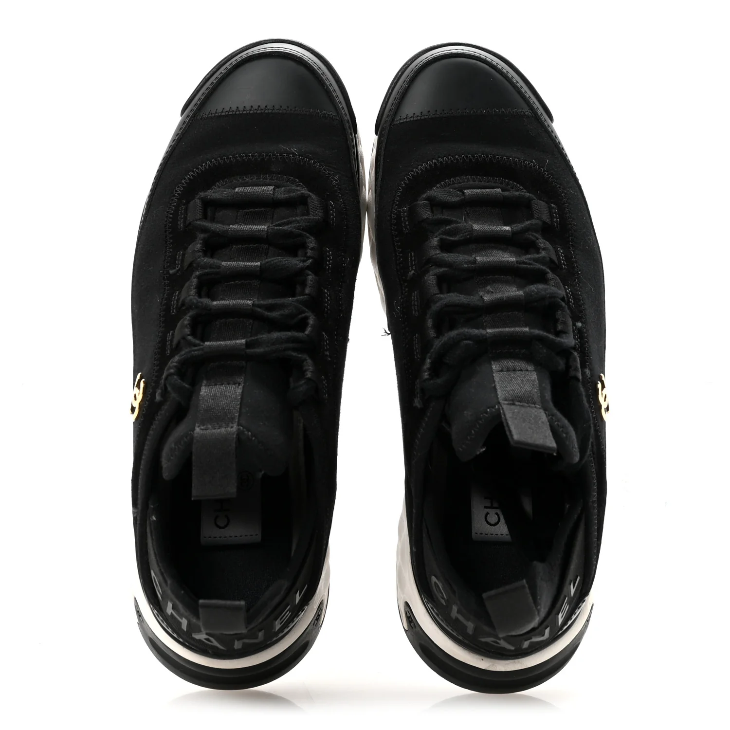 Velvet Calfskin Mixed Fibers CC Sneakers 38 Black - Image 2