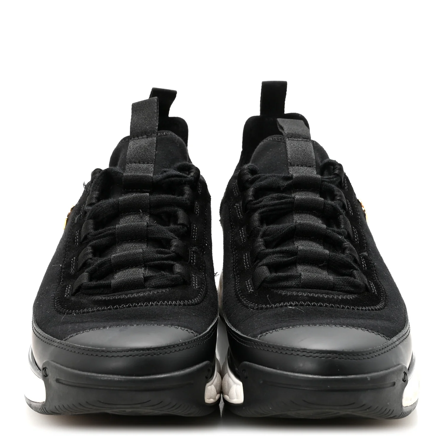 Velvet Calfskin Mixed Fibers CC Sneakers 38 Black - Image 3