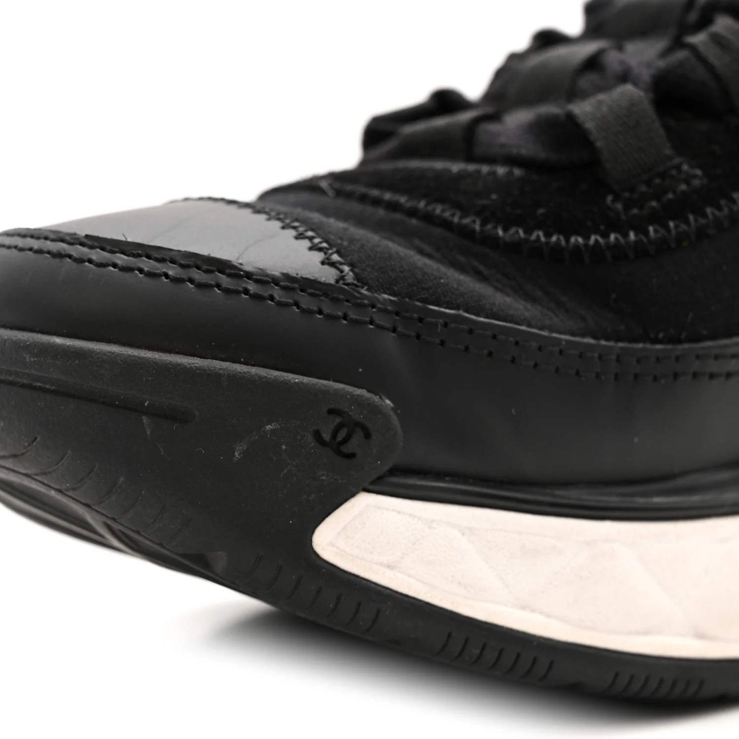 Velvet Calfskin Mixed Fibers CC Sneakers 38 Black - Image 11