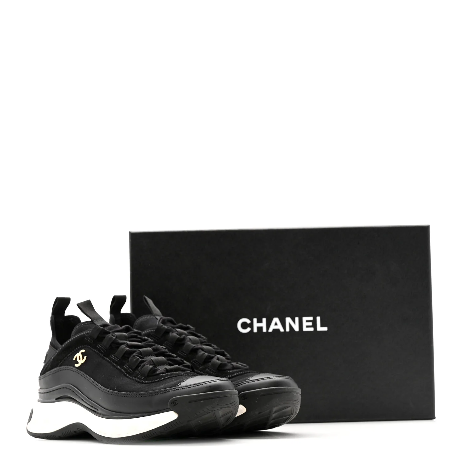 Velvet Calfskin Mixed Fibers CC Sneakers 38 Black - Image 12