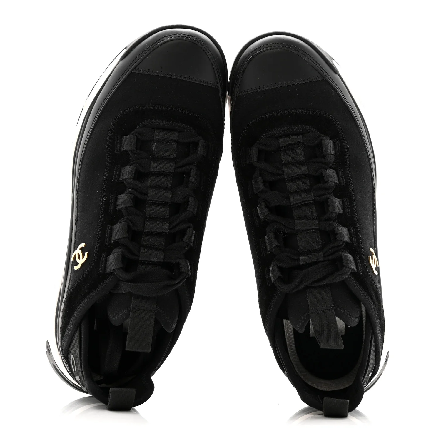 Velvet Calfskin Mixed Fibers CC Sneakers 38 Black - Image 2