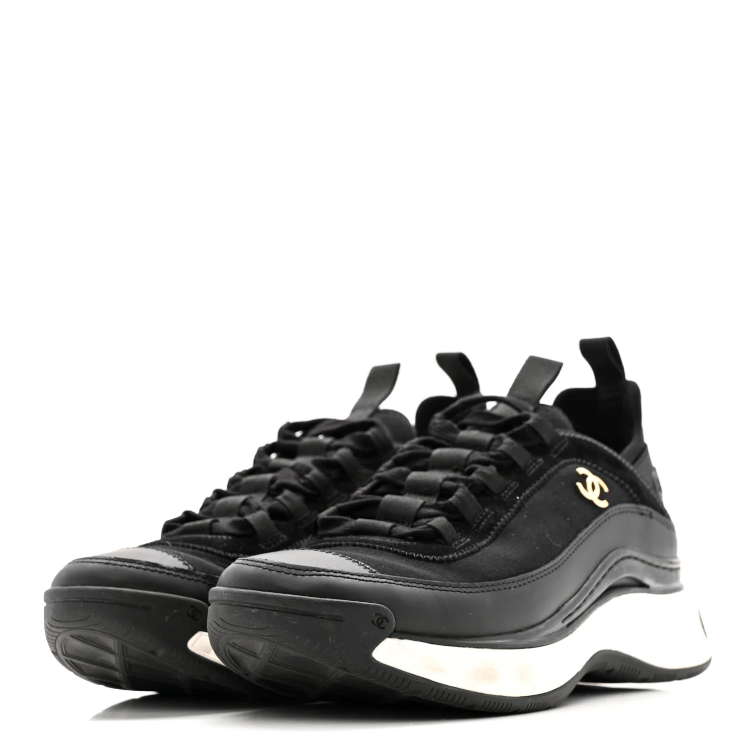 Velvet Calfskin Mixed Fibers CC Sneakers 38 Black - Image 4