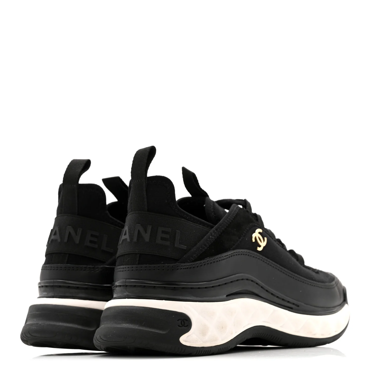 Velvet Calfskin Mixed Fibers CC Sneakers 38 Black - Image 5