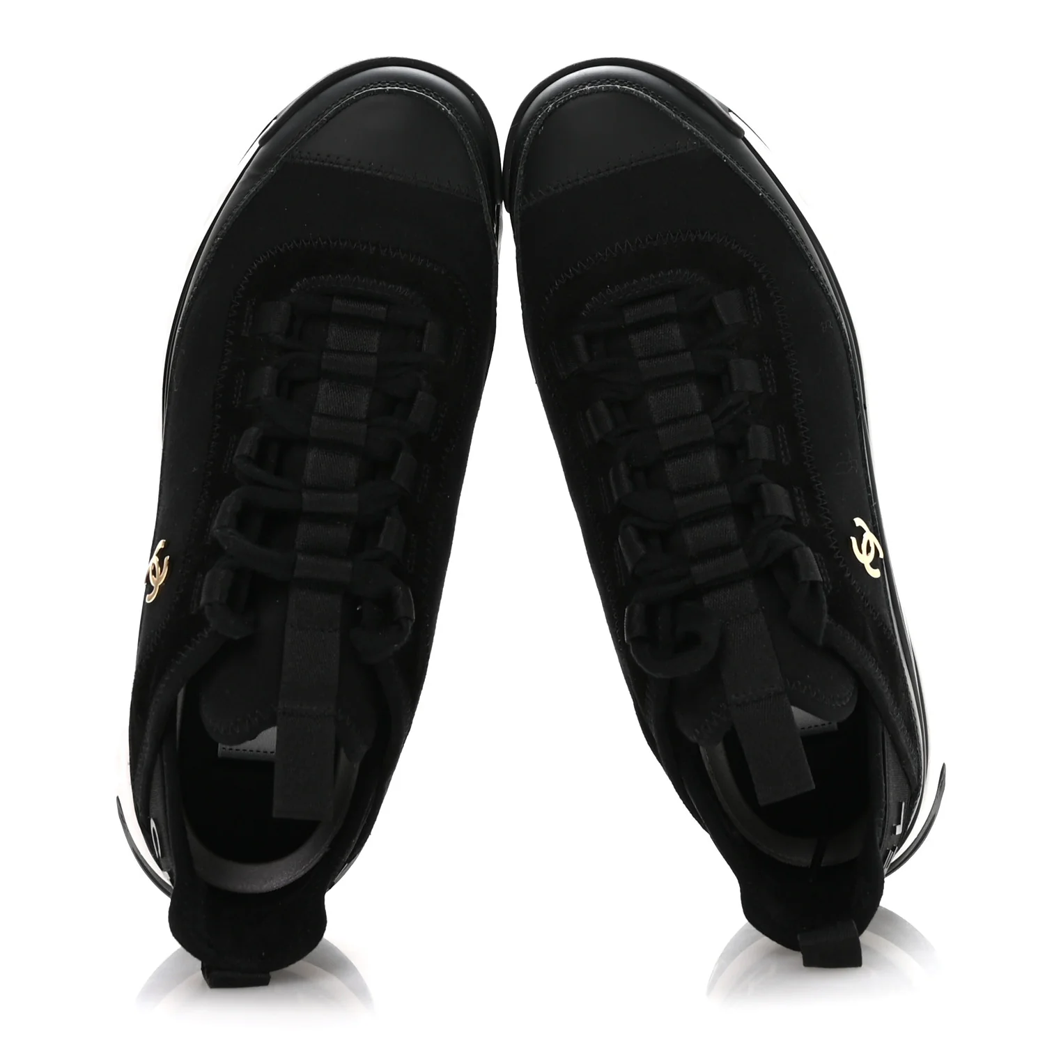 Velvet Calfskin Mixed Fibers CC Sneakers 39 Black - Image 2