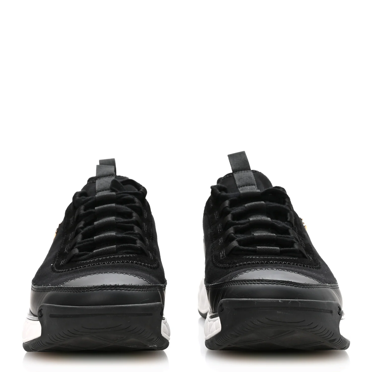 Velvet Calfskin Mixed Fibers CC Sneakers 39 Black - Image 3