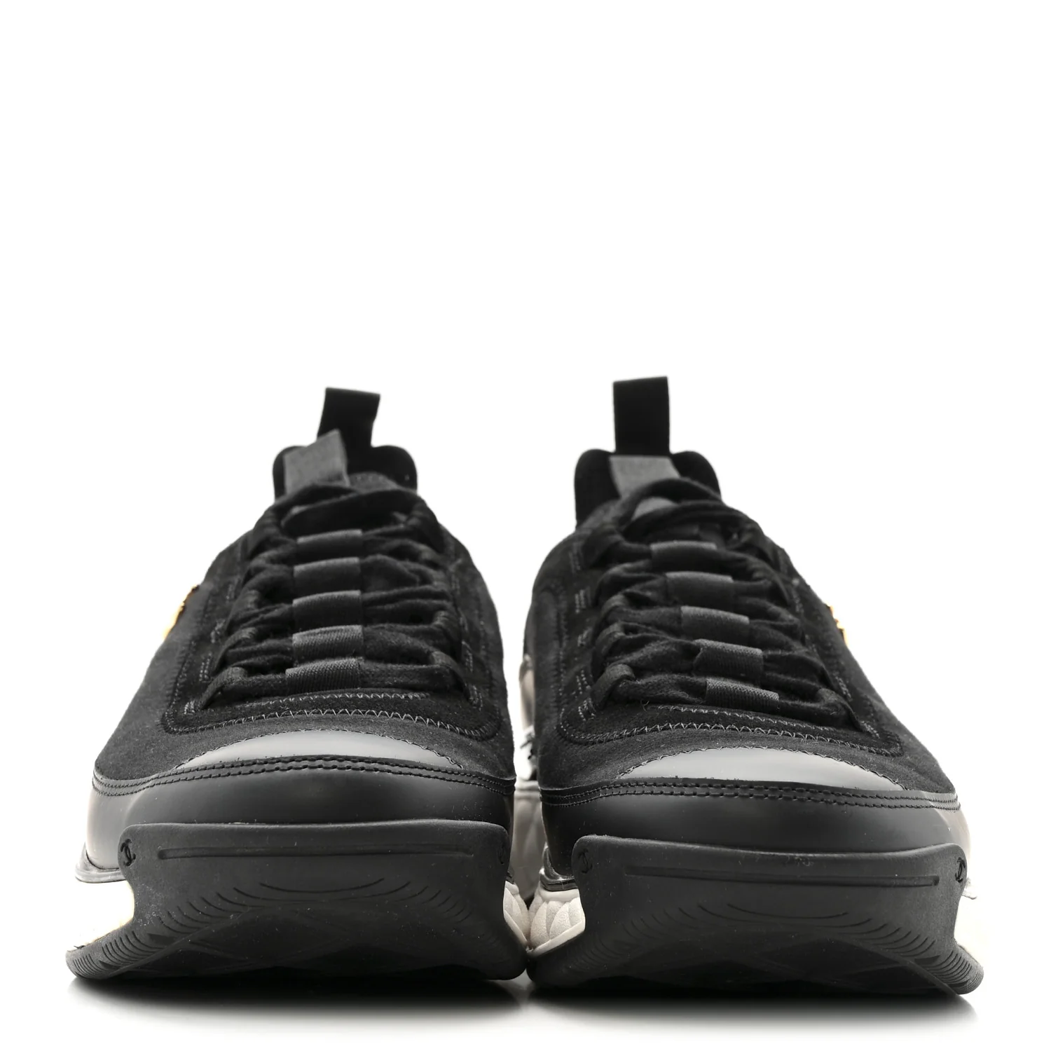 Velvet Calfskin Mixed Fibers CC Sneakers 39.5 Black - Image 3