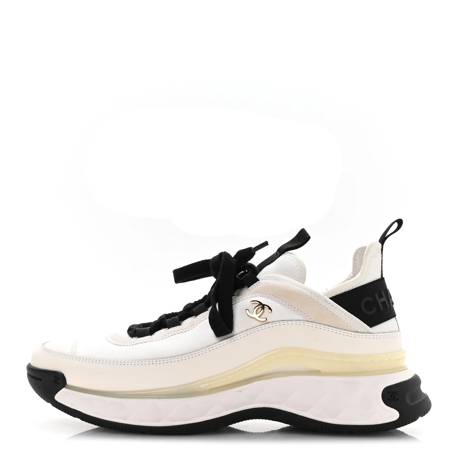 Velvet Calfskin Mixed Fibers CC Sneakers 40 Ivory Black