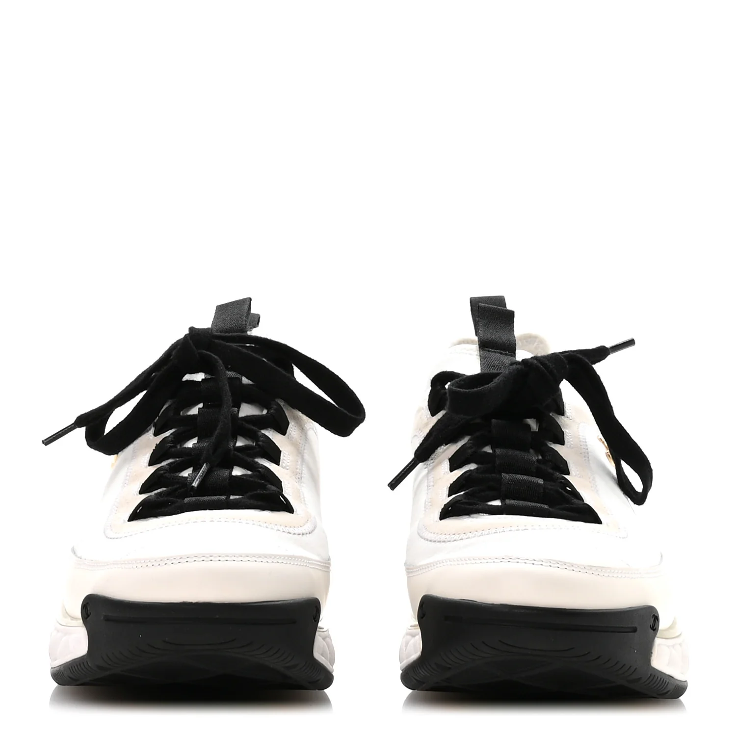 Velvet Calfskin Mixed Fibers CC Sneakers 40 Ivory Black - Image 3