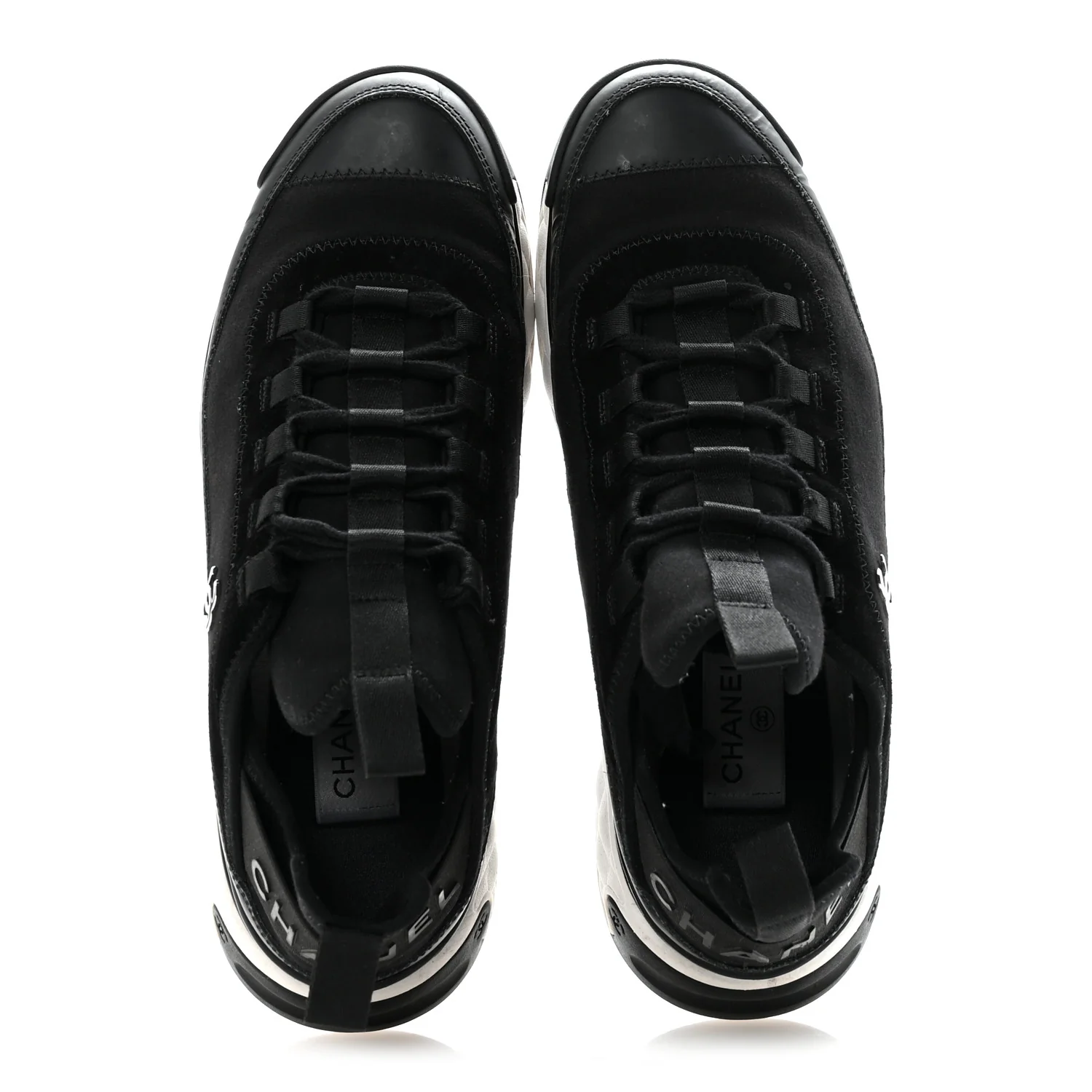Velvet Calfskin Mixed Fibers Mens CC Sneakers 41 Black - Image 3