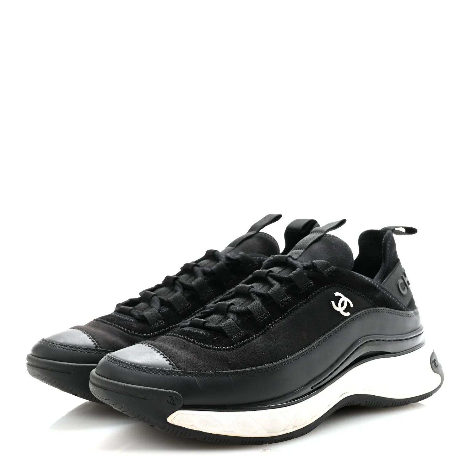 Velvet Calfskin Mixed Fibers Mens CC Sneakers 41 Black - Image 8