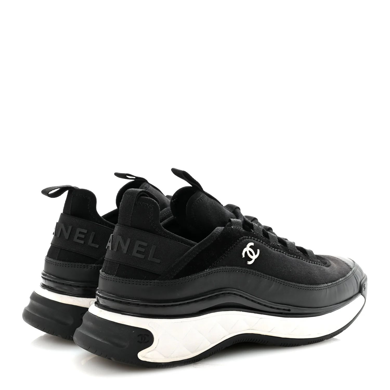 Velvet Calfskin Mixed Fibers Mens CC Sneakers 41 Black - Image 9
