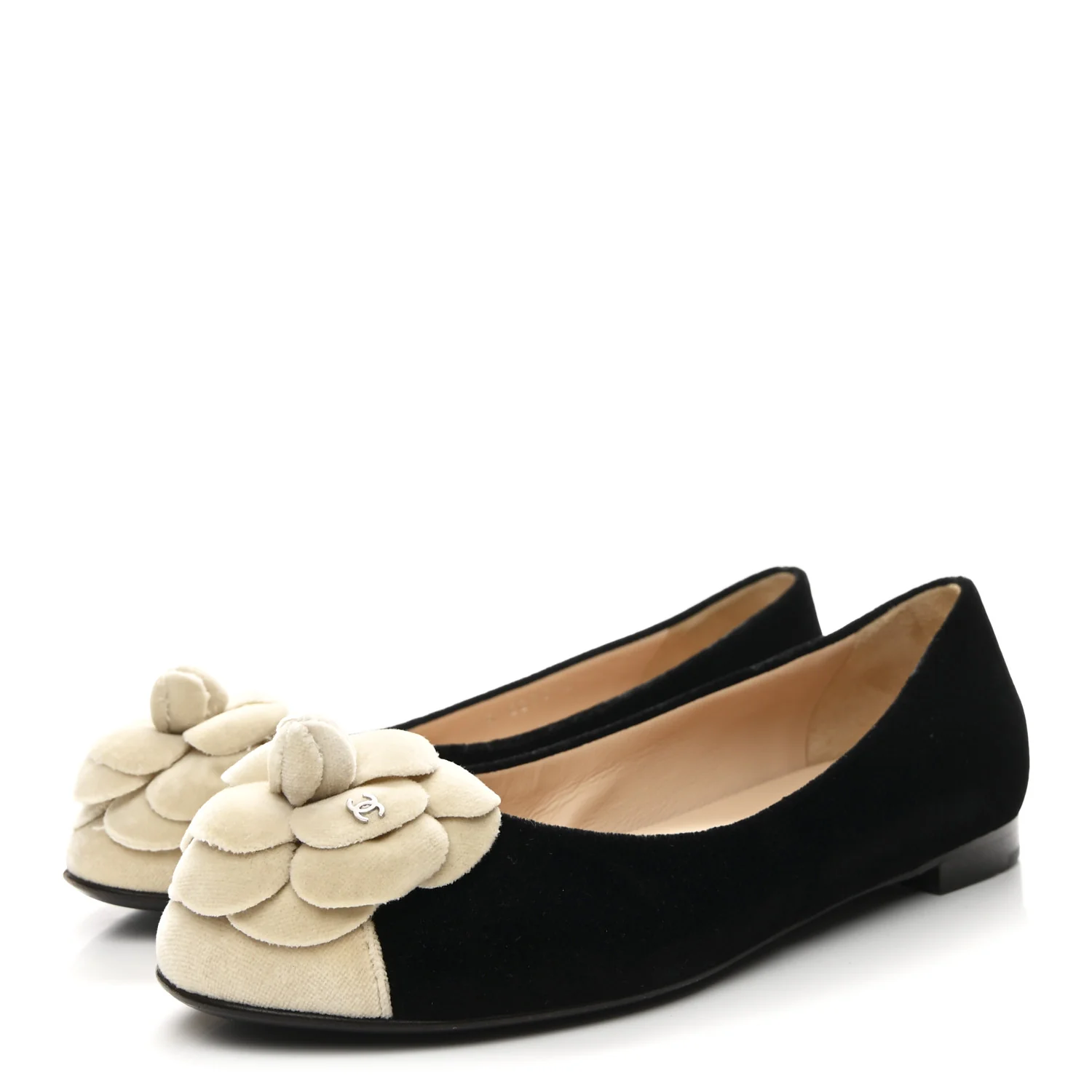 Velvet Camellia Ballerina Flats 36.5 Black - Image 4