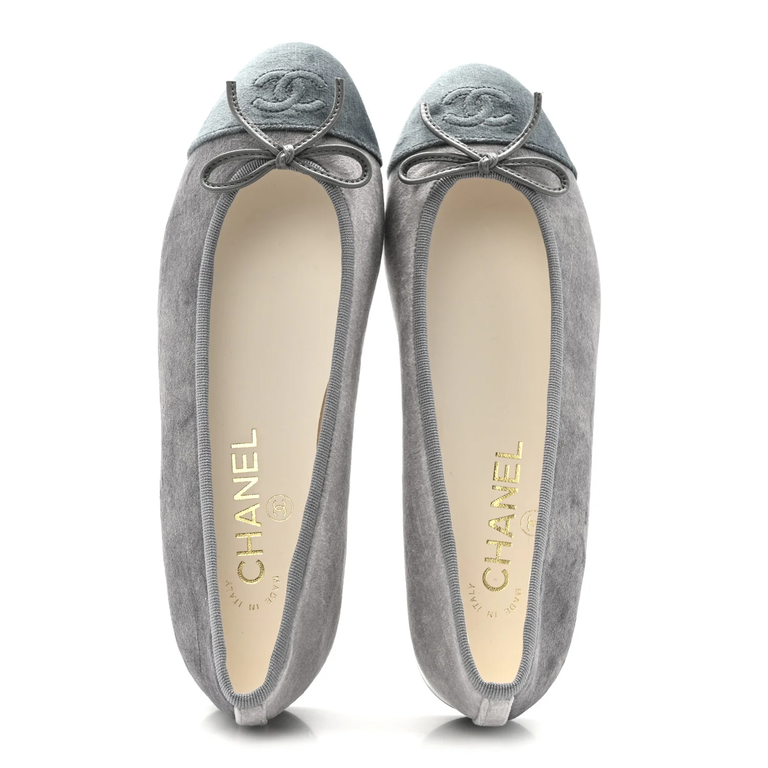 Velvet Cap Toe Ballerina Flats 36.5 Grey Green - Image 2