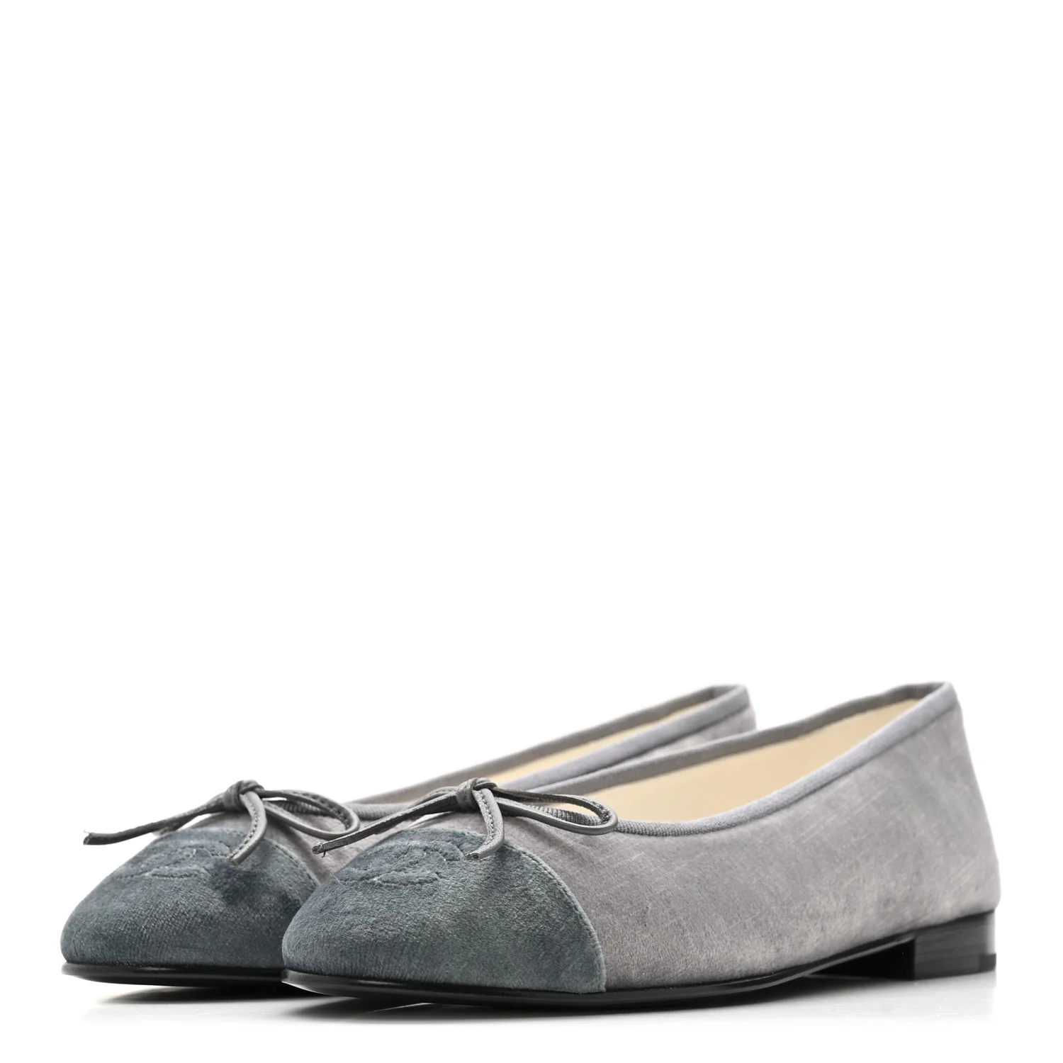 Velvet Cap Toe Ballerina Flats 36.5 Grey Green - Image 4