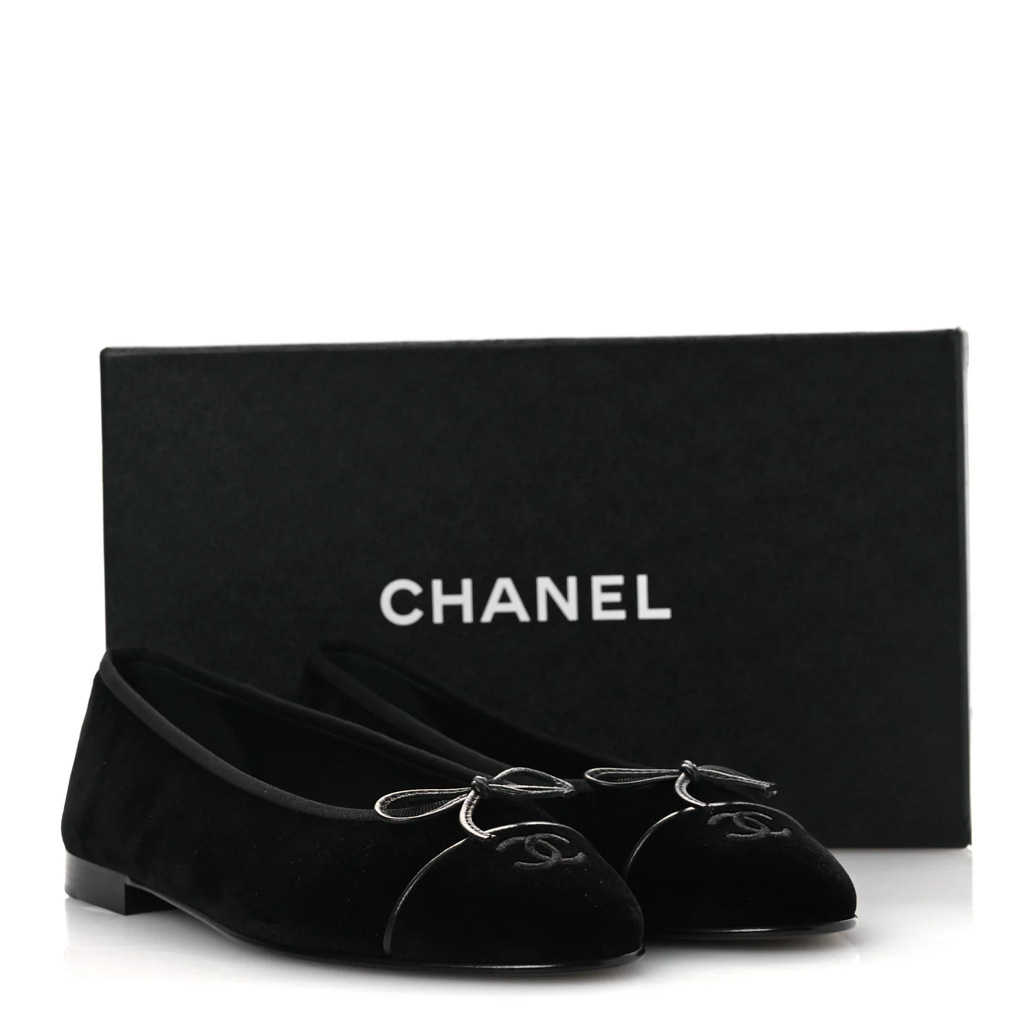 Velvet Cap Toe Ballerina Flats 40 Black - Image 12