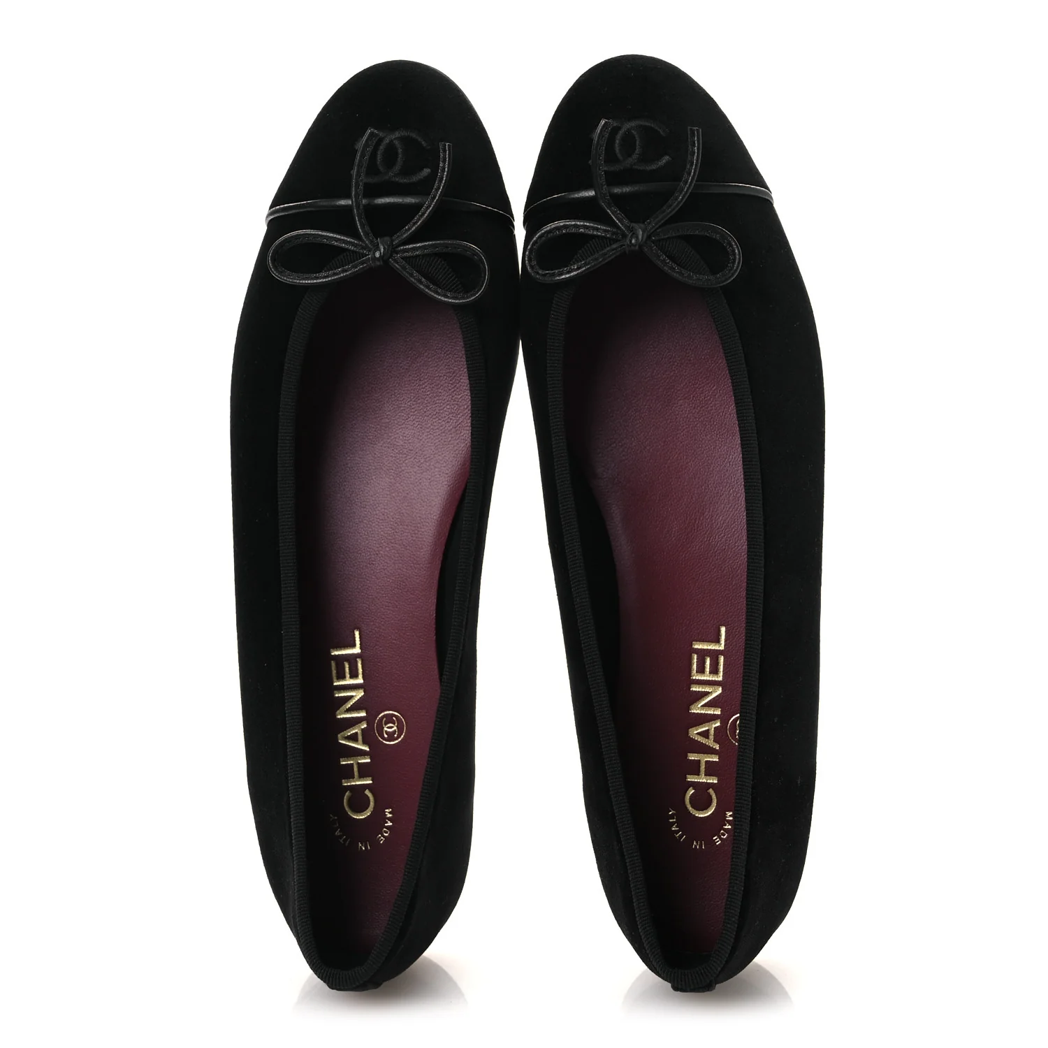 Velvet Cap Toe Ballerina Flats 40 Black - Image 2