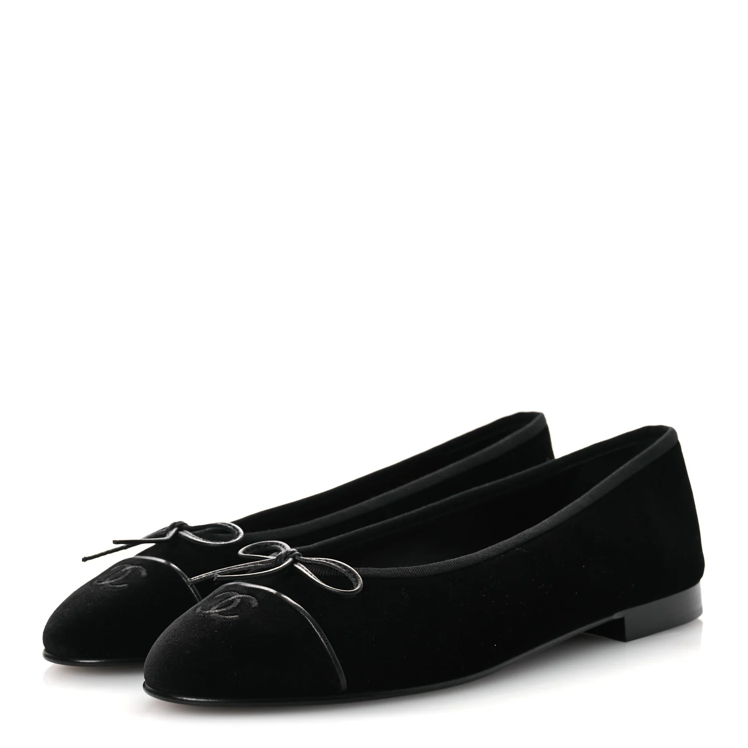 Velvet Cap Toe Ballerina Flats 40 Black - Image 4