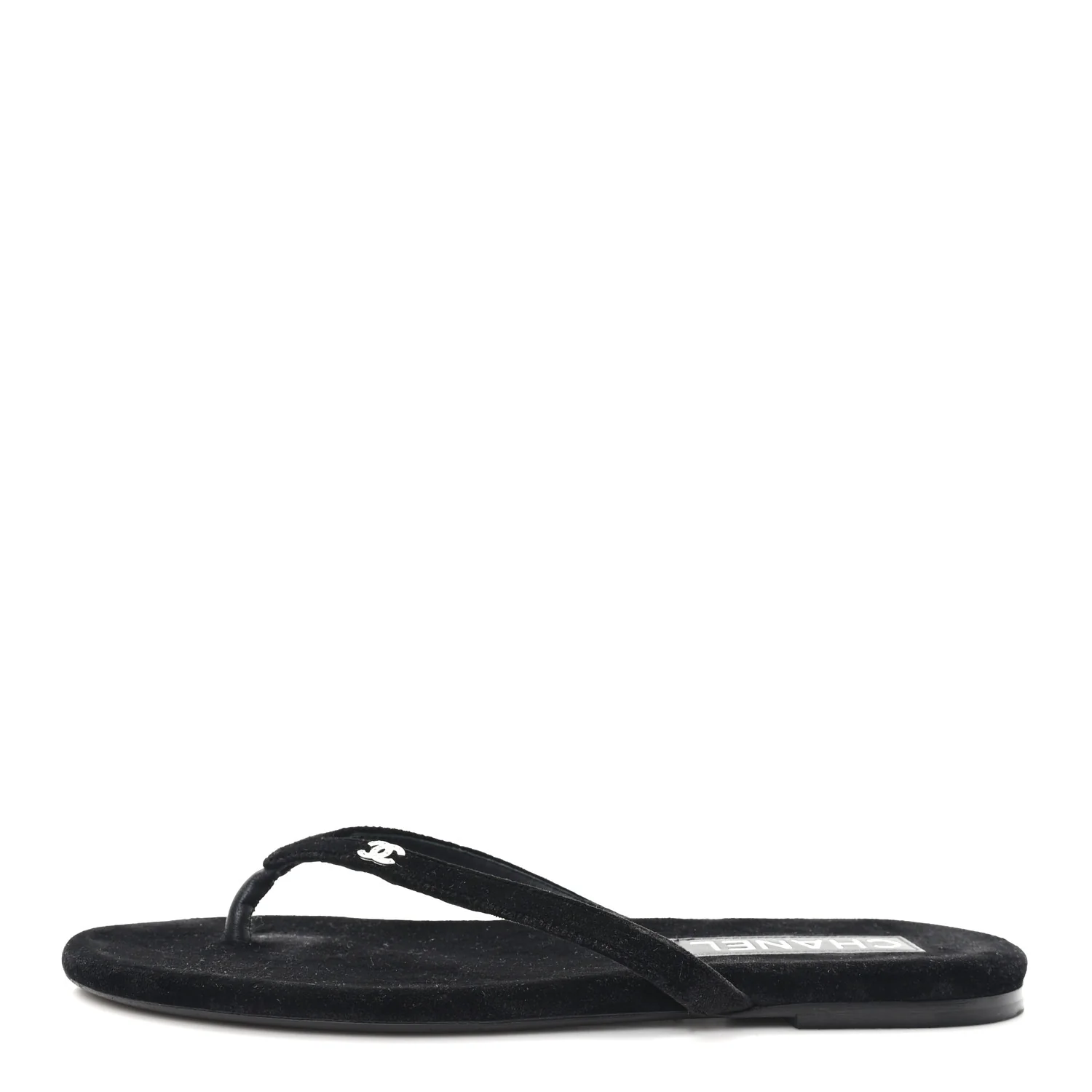 Velvet Crystal CC Thong Sandals 38 Black