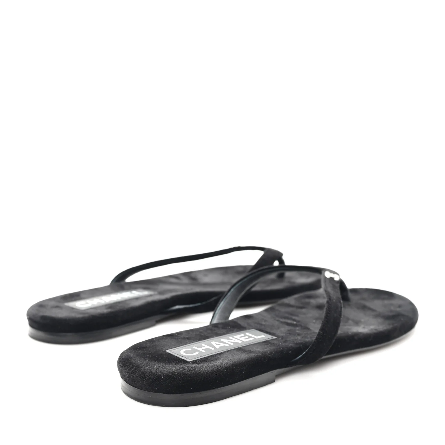 Velvet Crystal CC Thong Sandals 38 Black - Image 5