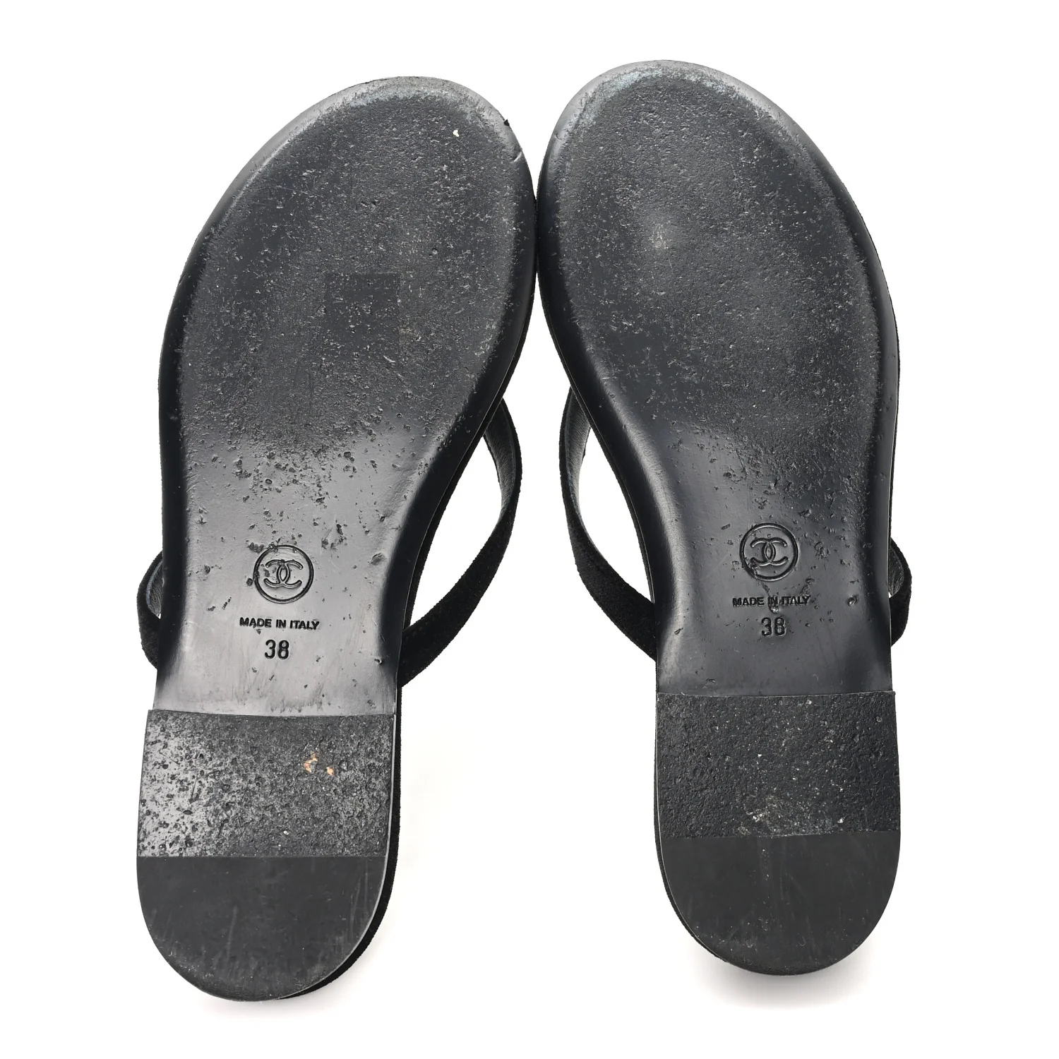 Velvet Crystal CC Thong Sandals 38 Black - Image 6
