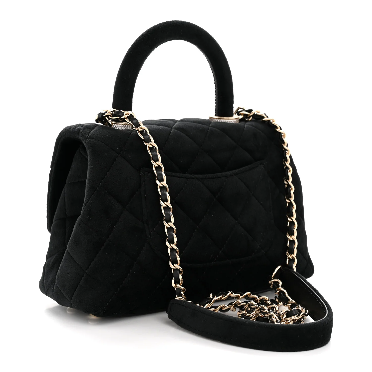 Velvet Crystal Quilted Extra Mini Coco Handle Flap Black - Image 3