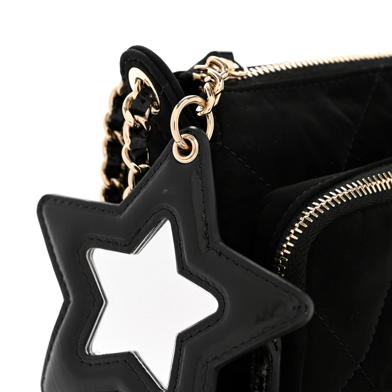 Velvet Effect Nylon Shiny Crumpled Calfskin Mini Quilted Chanel 25 Clutch With Chain Black - Image 13