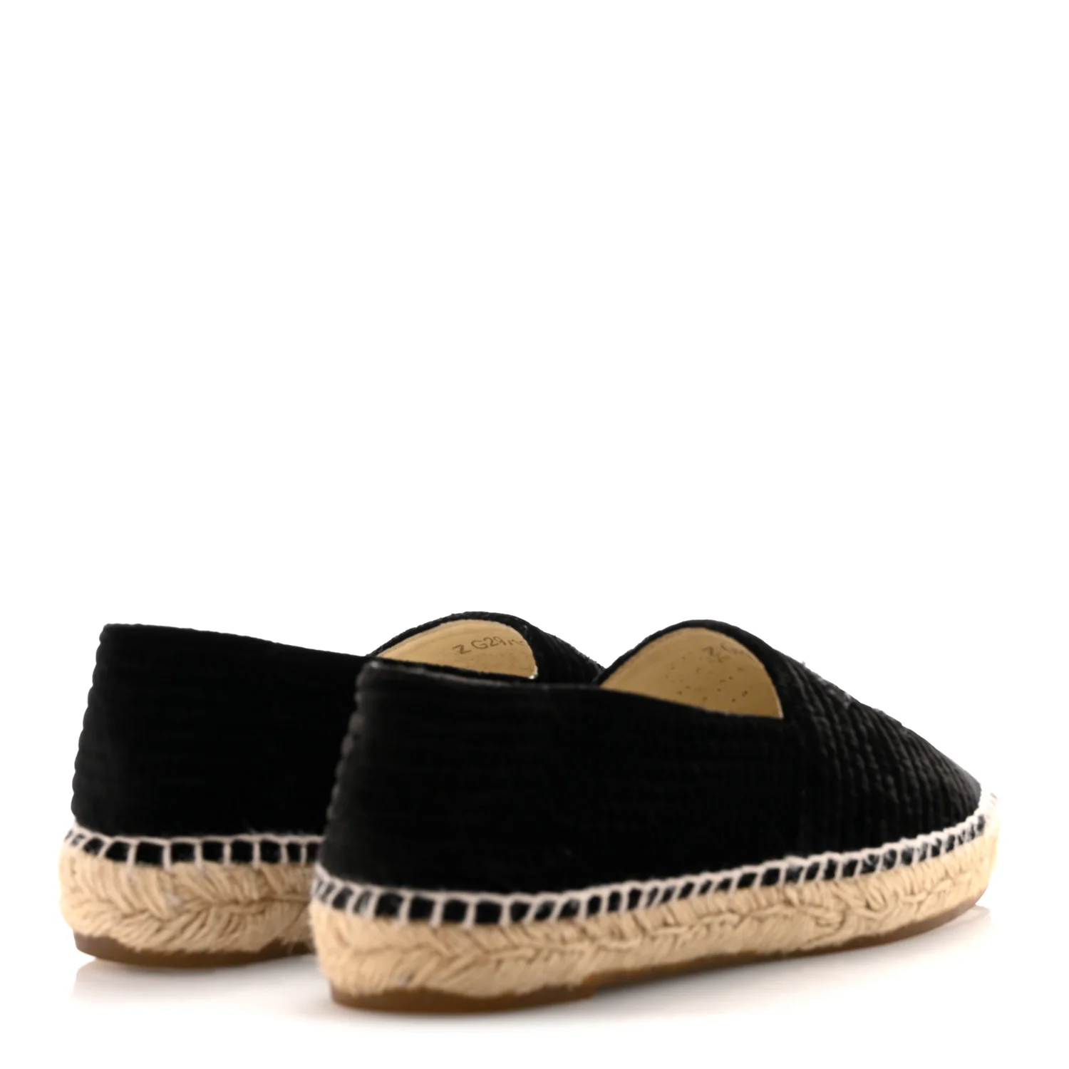 Velvet Grosgrain Quilted CC Espadrilles 35 Black - Image 5