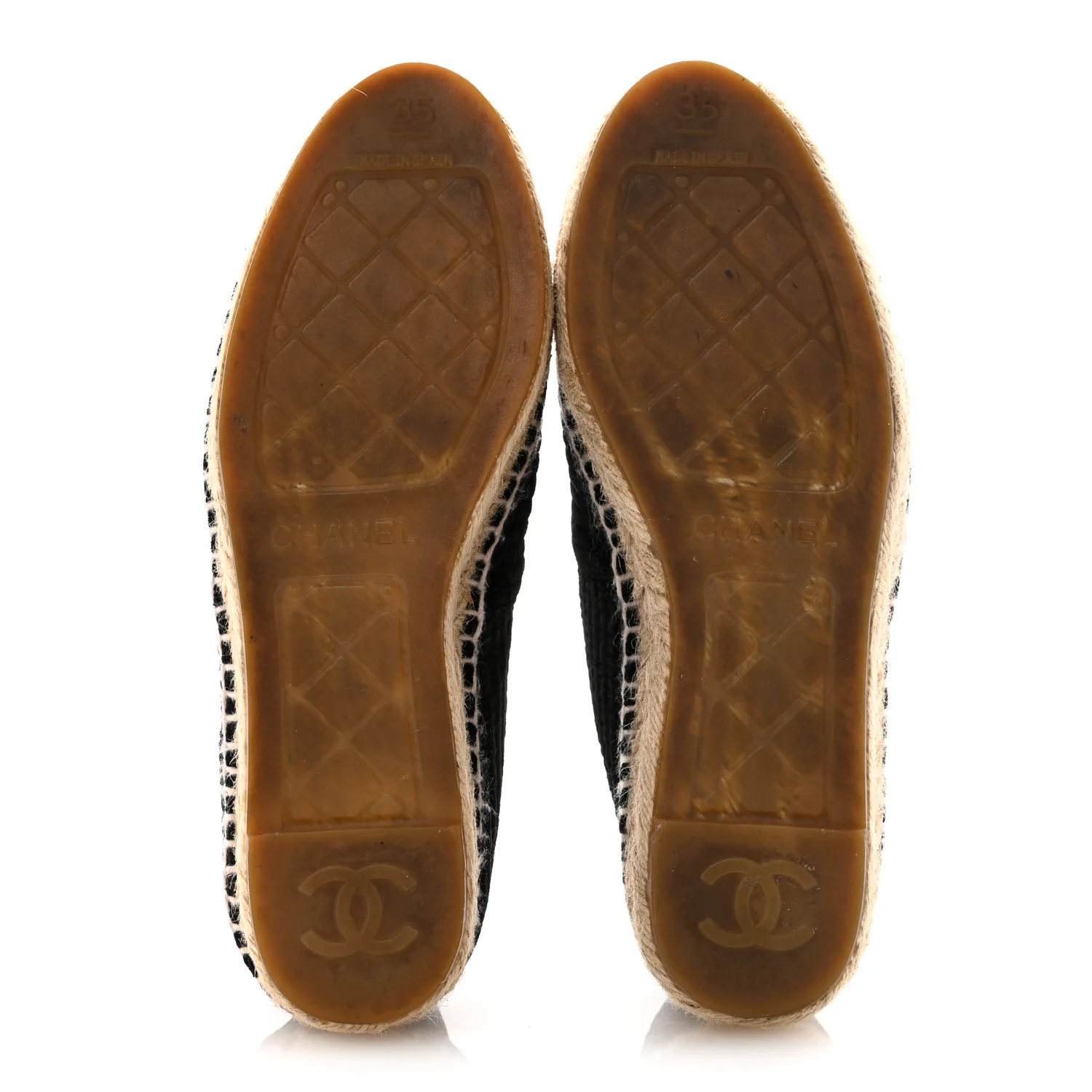 Velvet Grosgrain Quilted CC Espadrilles 35 Black - Image 6