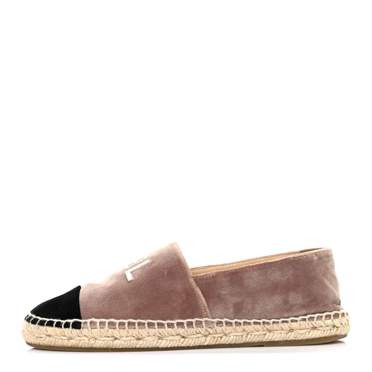 Velvet Logo Espadrilles 37 Beige Black