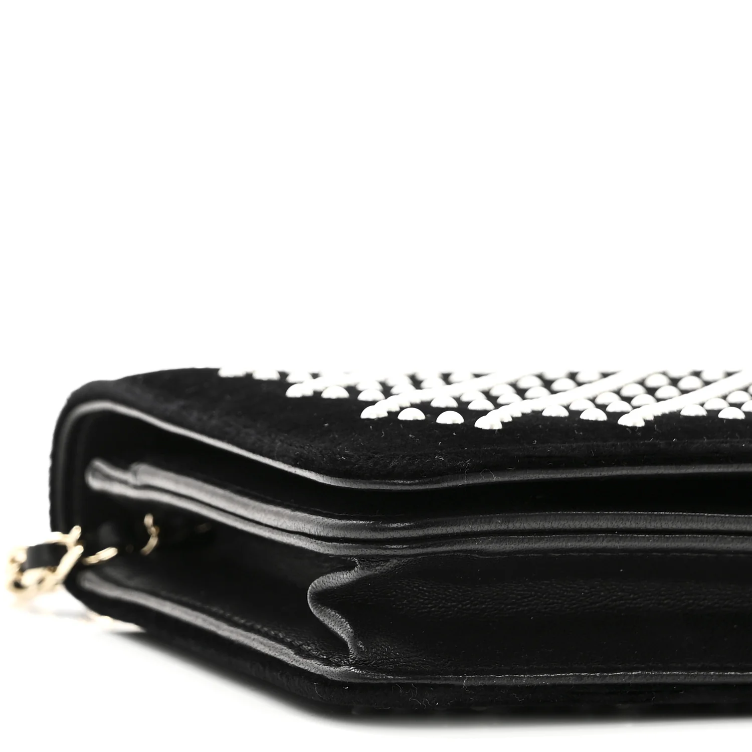 Velvet Pearl Diamond Embellished Wallet On Chain WOC Black - Image 10