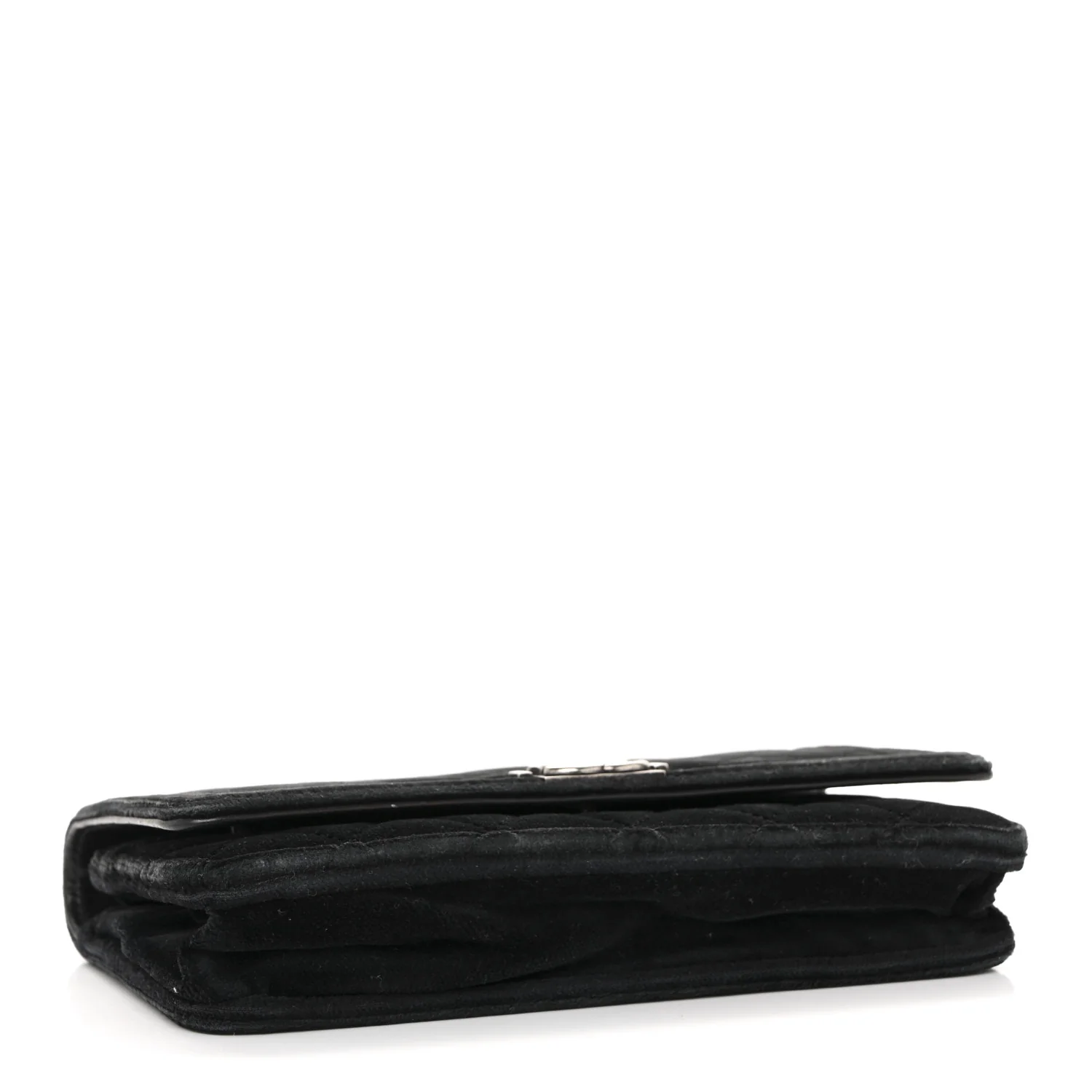 Velvet Quilted Boy Wallet On Chain WOC Black - Image 4