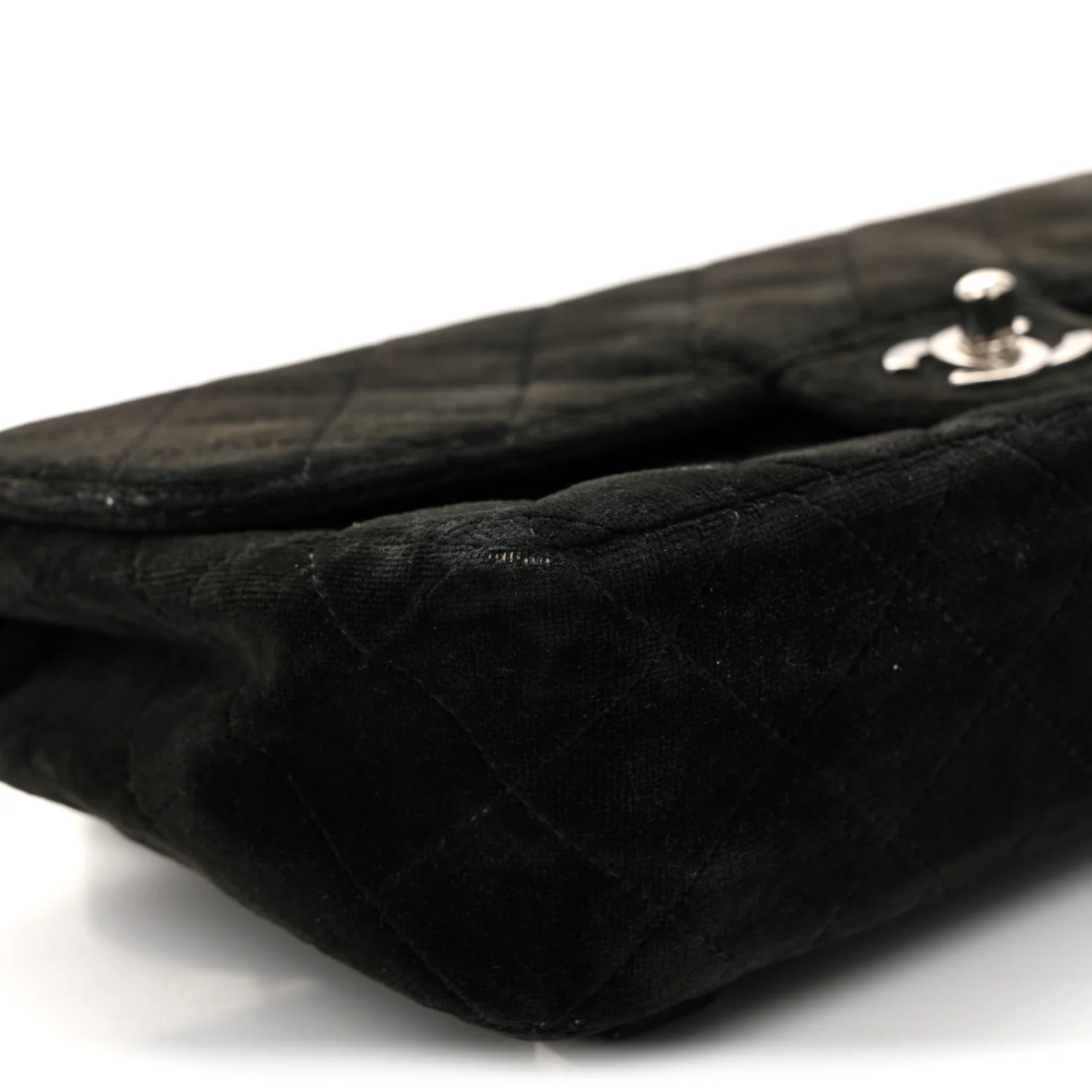 Velvet Quilted Flap Backpack Black - Image 9