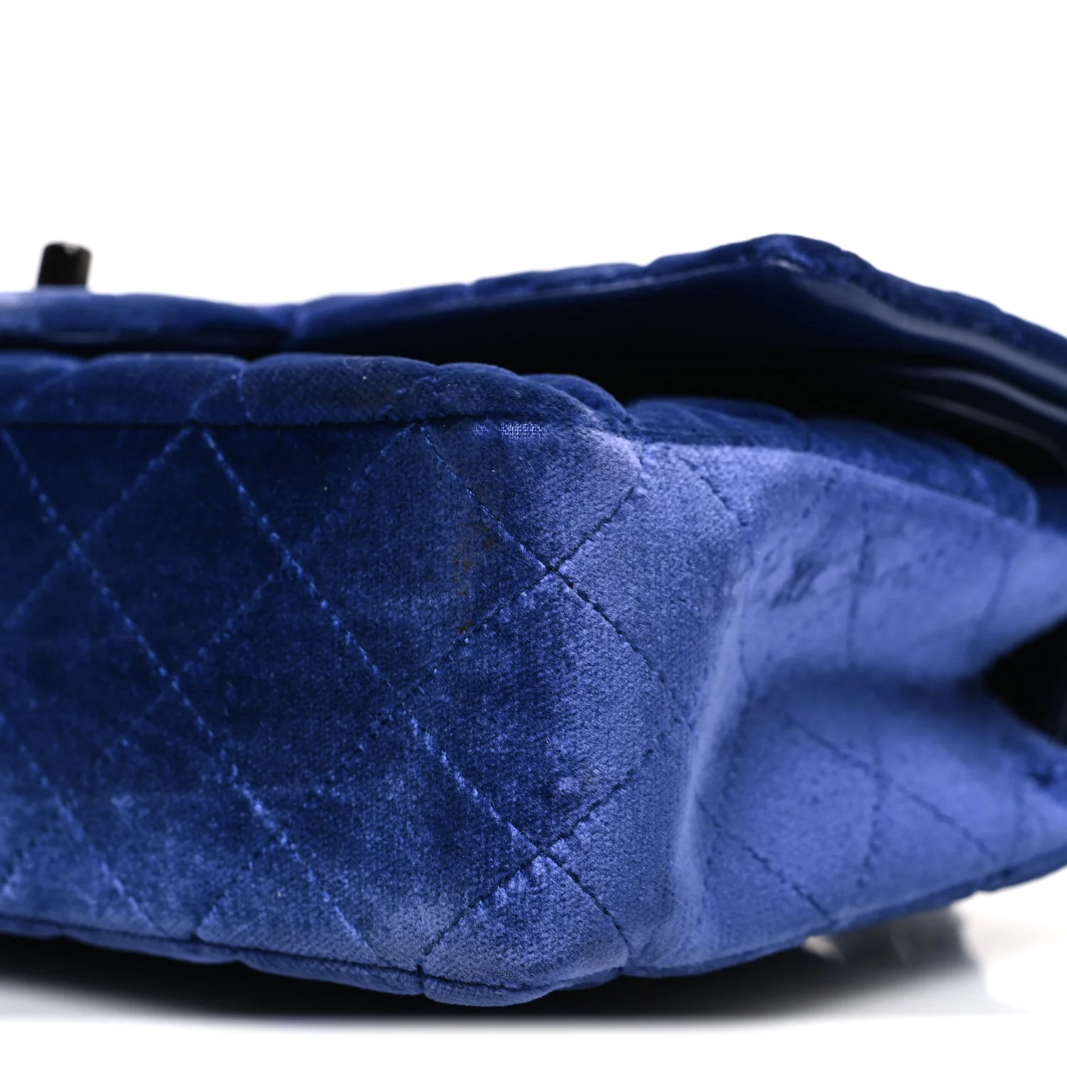 Velvet Quilted Medium Double Flap Navy Blue - Image 10