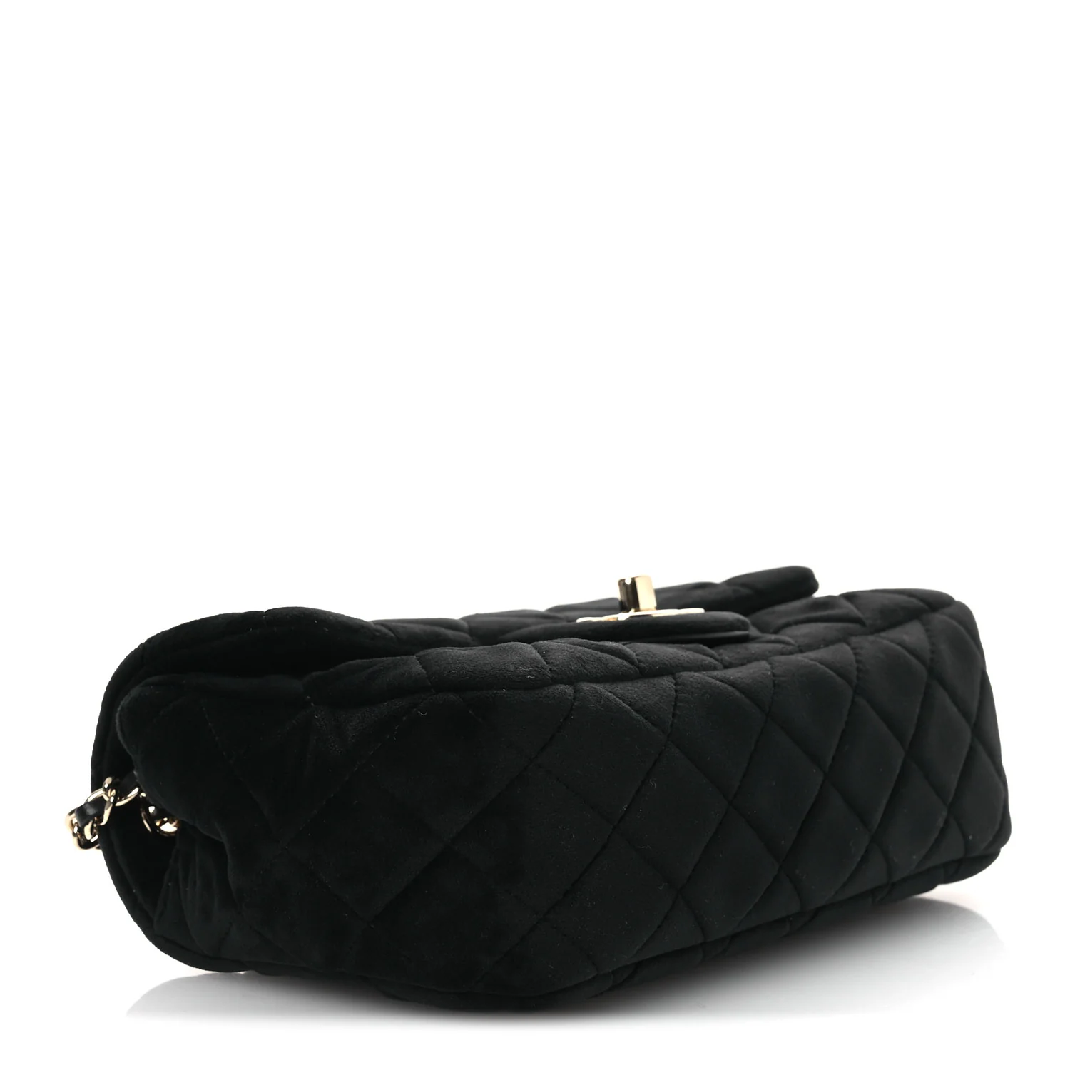 Velvet Quilted Mini Rectangular Pearl Crush Flap Black - Image 4