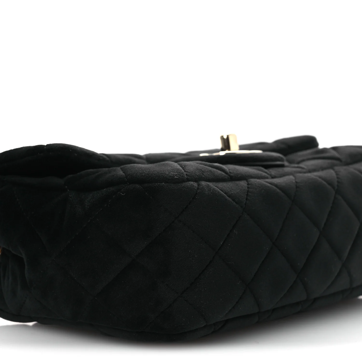 Velvet Quilted Mini Rectangular Pearl Crush Flap Black - Image 9