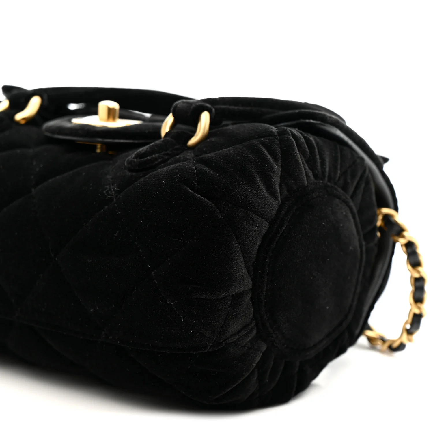 Velvet Quilted Mini Top Handle Flap Black - Image 21
