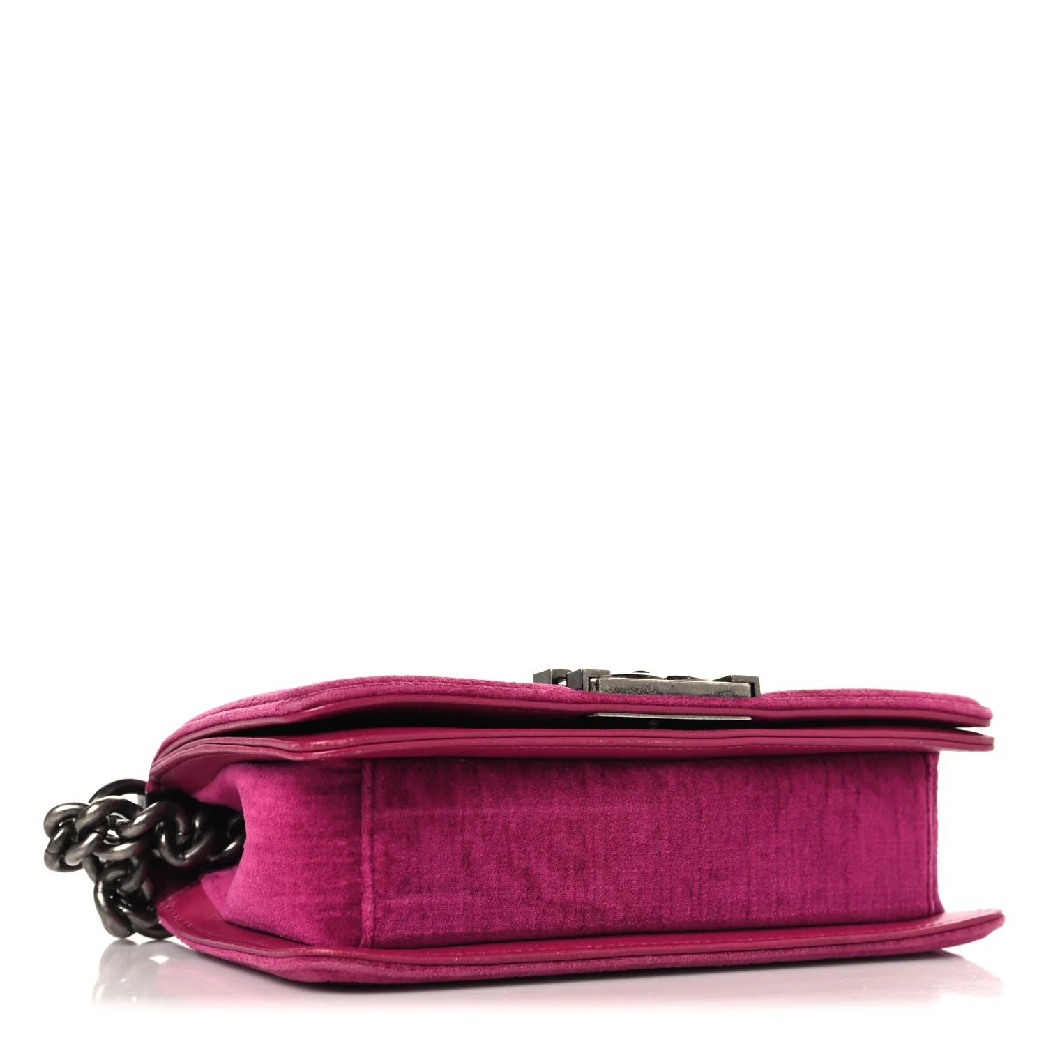 Velvet Quilted Small Boy Flap Fuchsia - Image 4