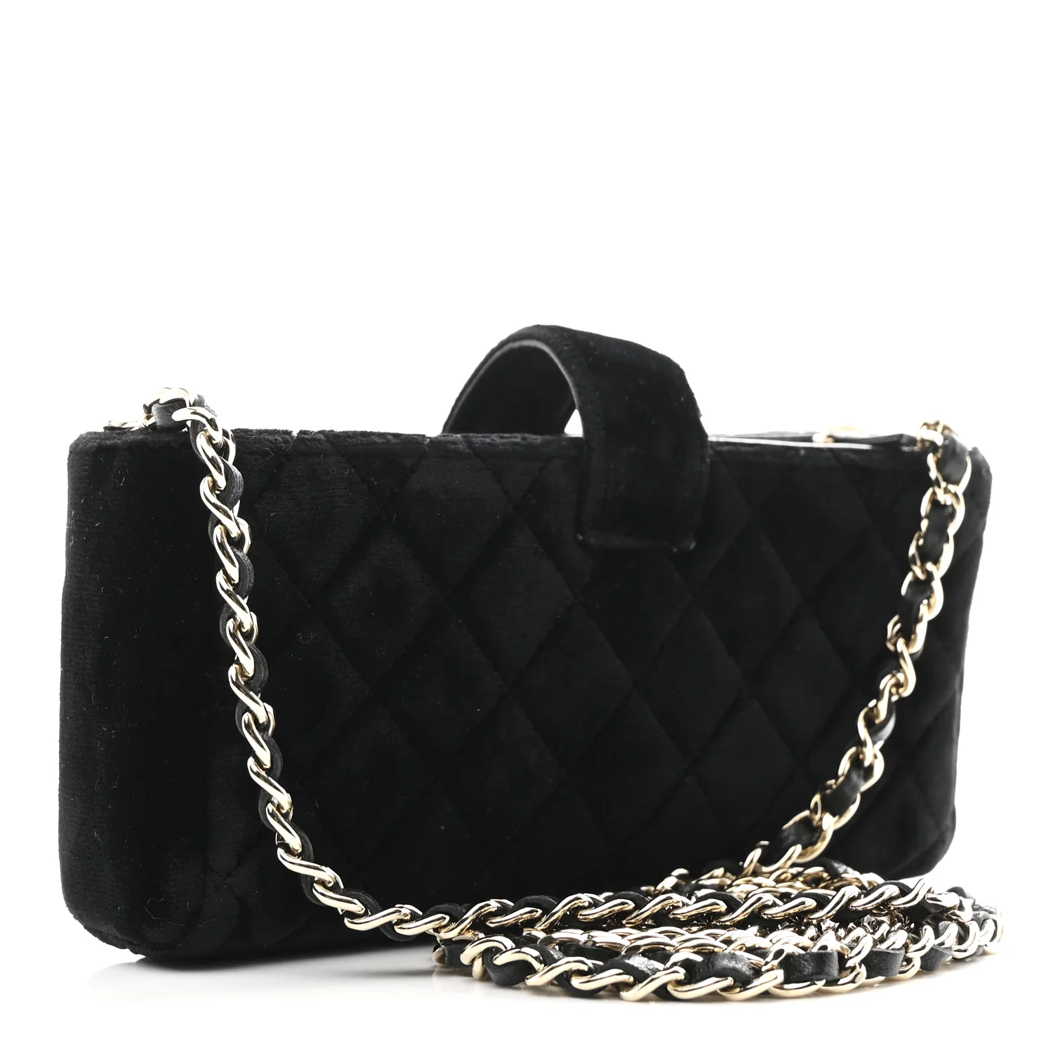Velvet Quilted Small Clutch With Chain Black - Image 3