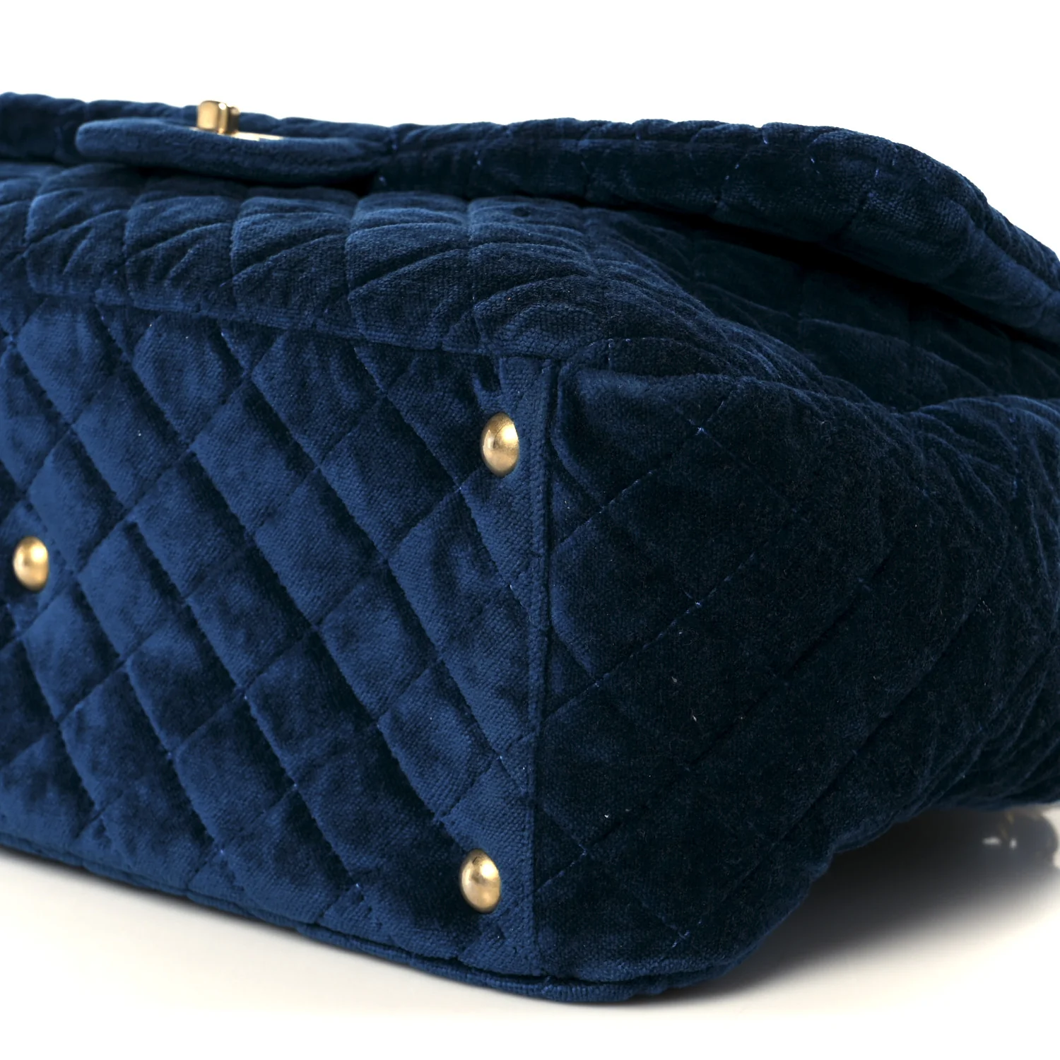 Velvet Quilted XXL Travel Flap Bag Blue - Image 10