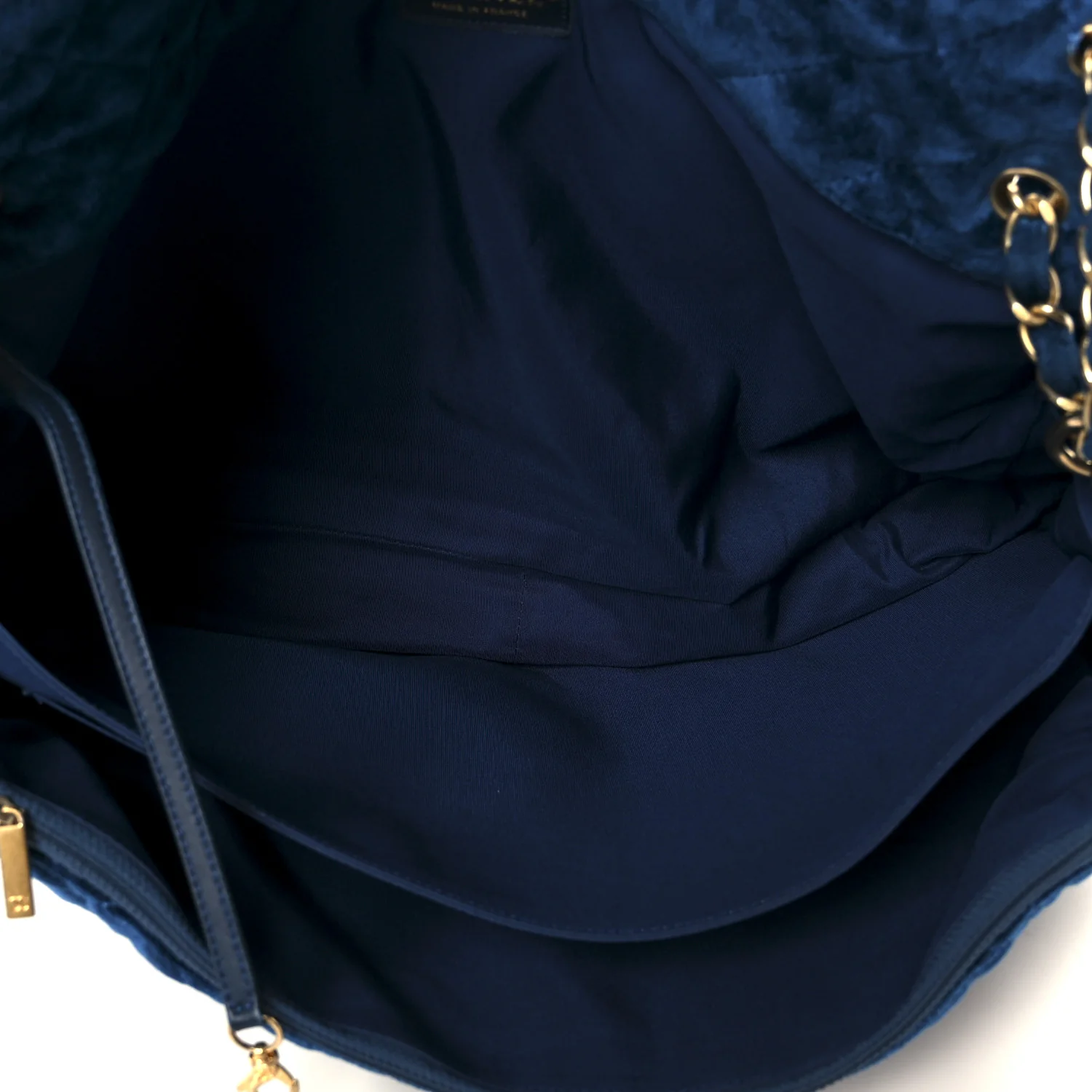 Velvet Quilted XXL Travel Flap Bag Blue - Image 4