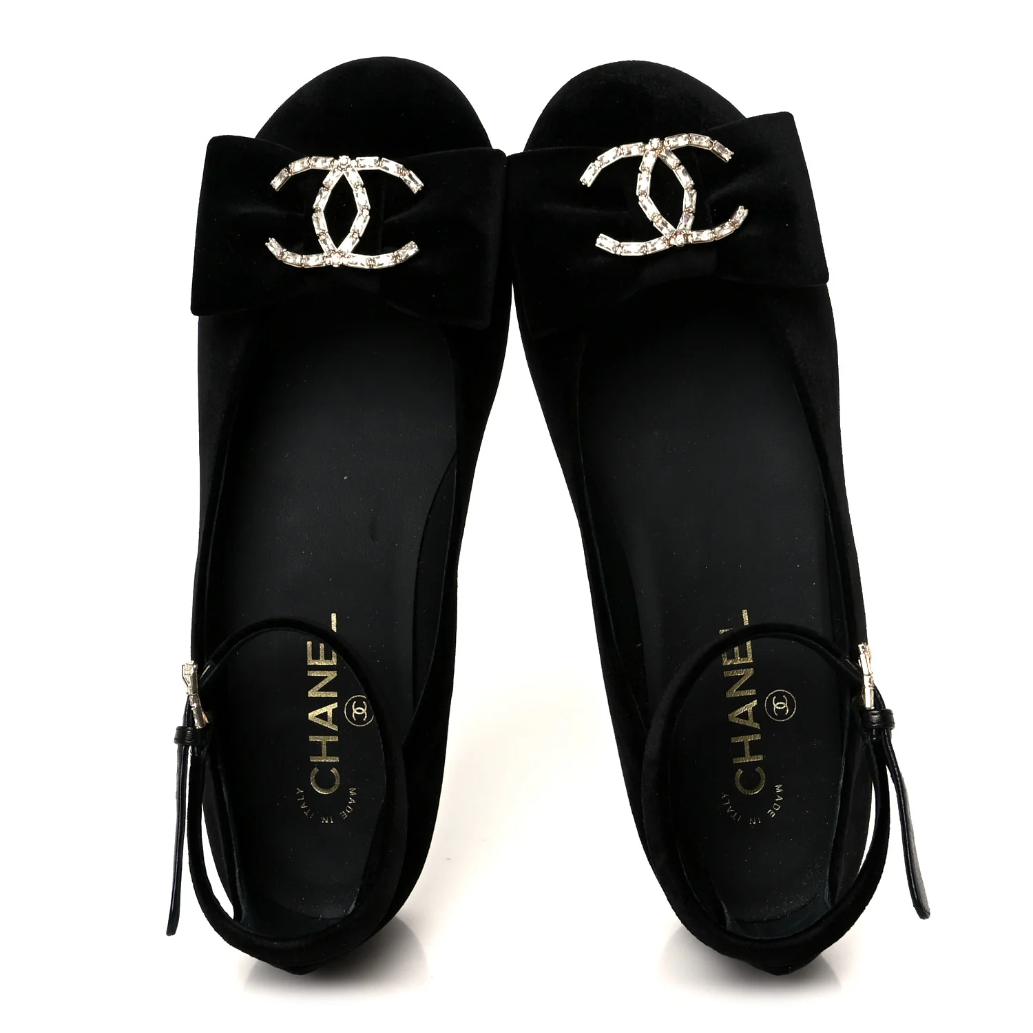 Velvet Strass CC Bow Mary Jane Flats 38.5 Black - Image 2
